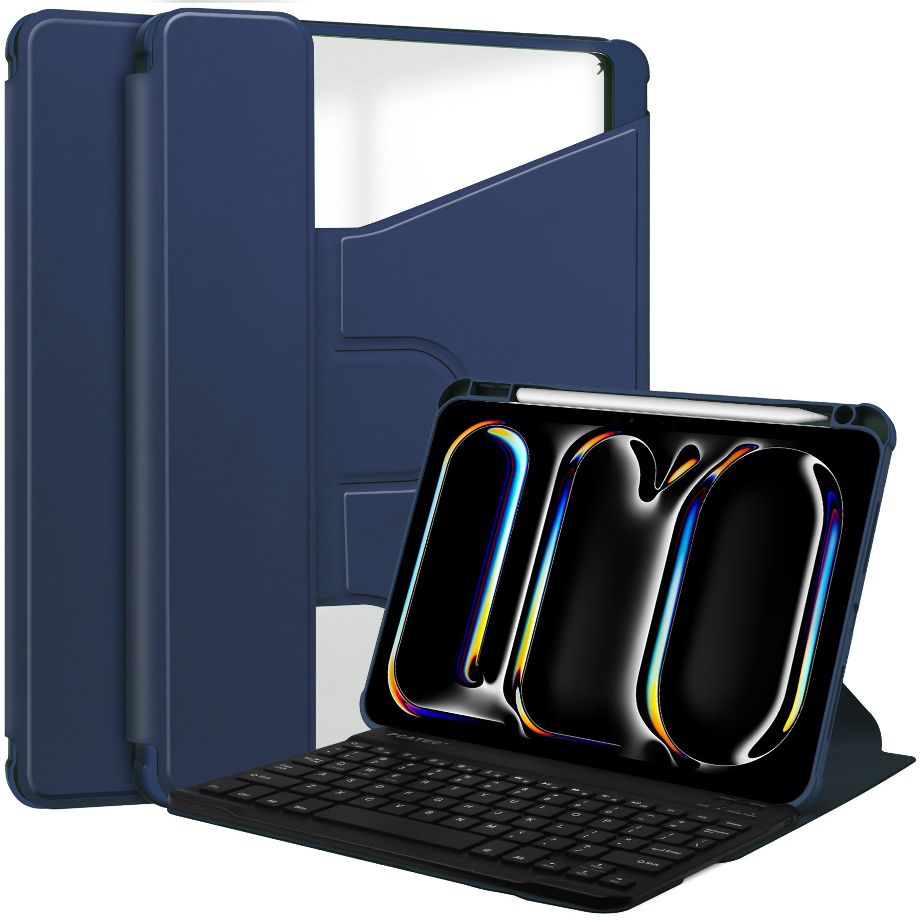 For iPad Pro 11 (2024) Case Leather+Acrylic Stand Tablet Cover with Bluetooth Keyboard