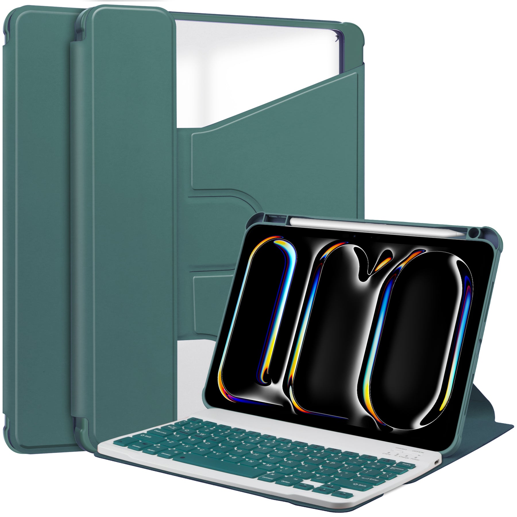 For iPad Pro 11 (2024) Case Leather+Acrylic Stand Tablet Cover with Bluetooth Keyboard