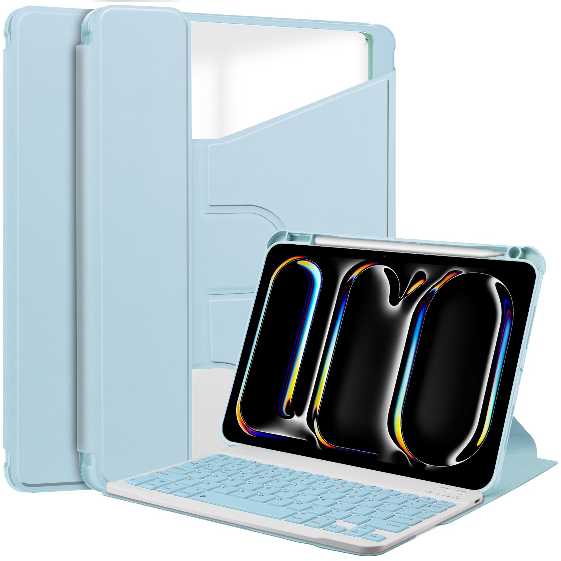 For iPad Pro 11 (2024) Case Leather+Acrylic Stand Tablet Cover with Bluetooth Keyboard