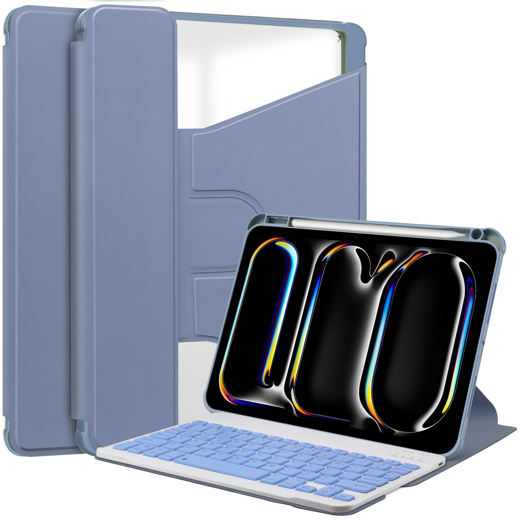 For iPad Pro 11 (2024) Case Leather+Acrylic Stand Tablet Cover with Bluetooth Keyboard