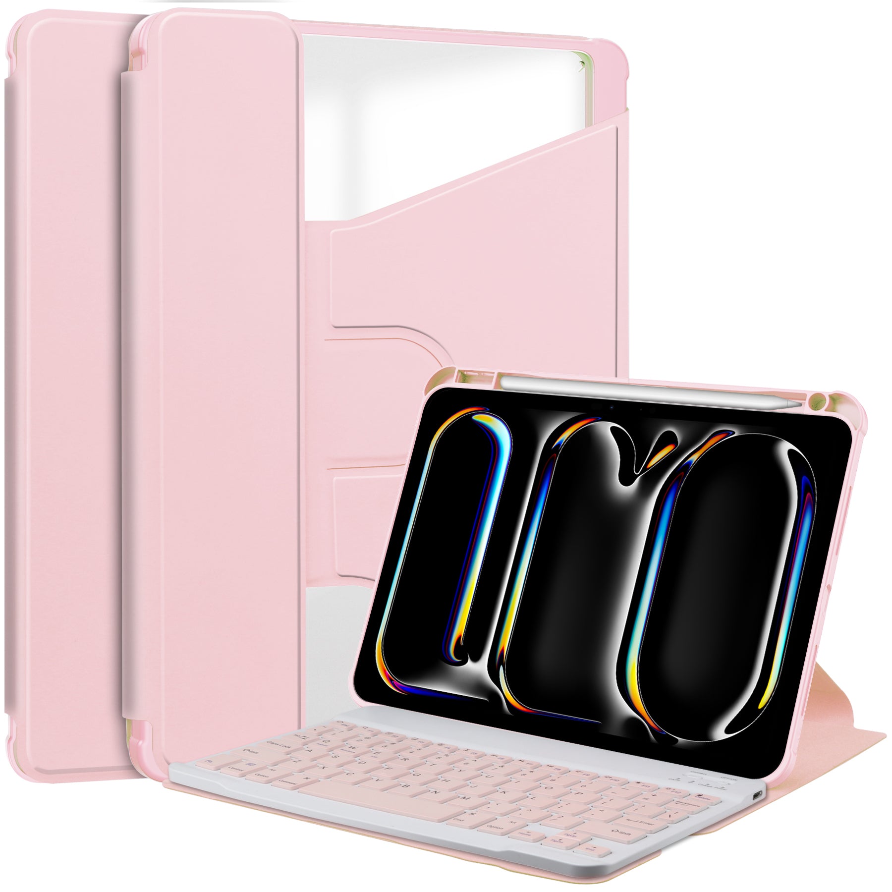 For iPad Pro 11 (2024) Case Leather+Acrylic Stand Tablet Cover with Bluetooth Keyboard