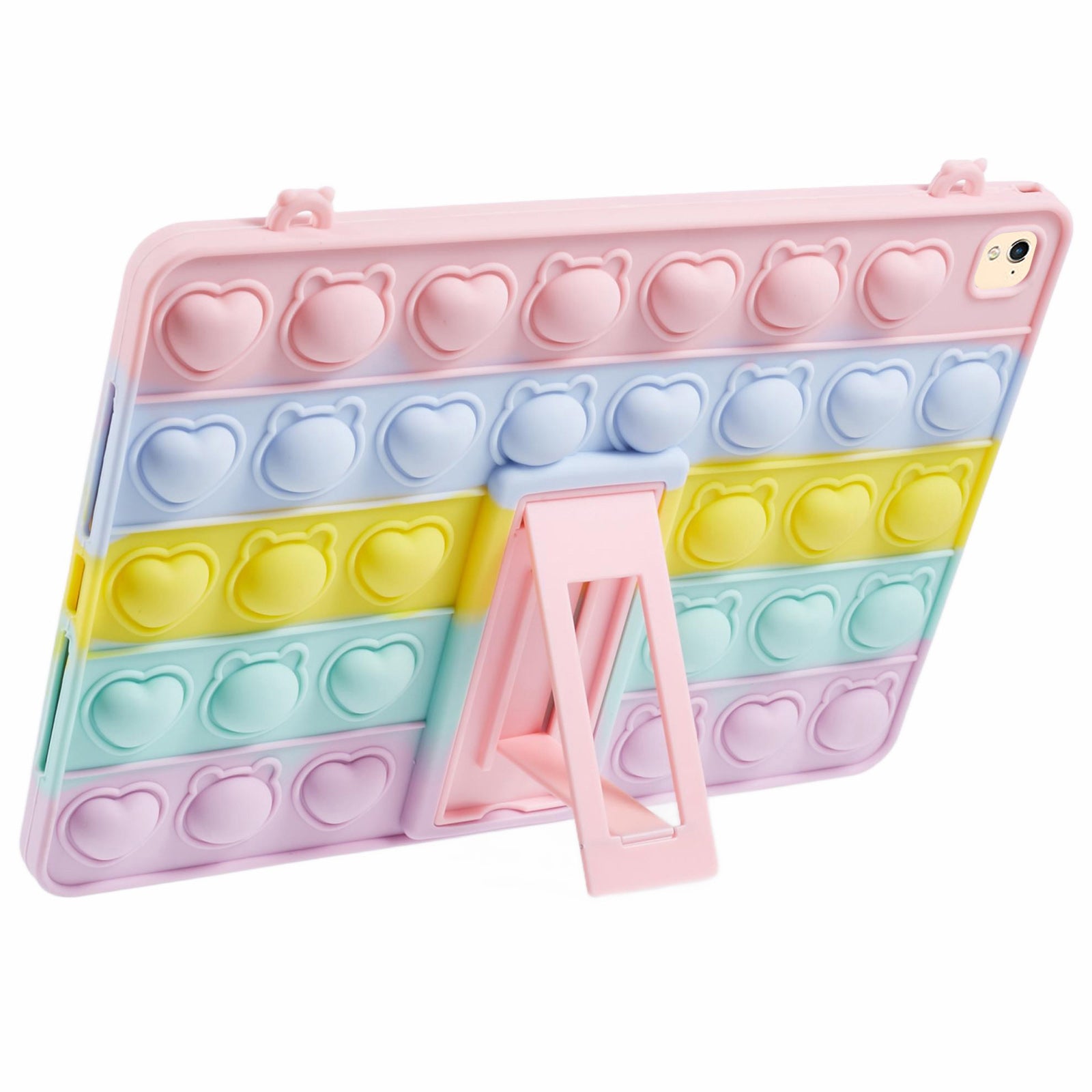 For iPad 9.7-inch (2017) / (2018) / Pro 9.7 inch (2016) Kickstand Case Bubble Fidget Toy Tablet Silicone Cover