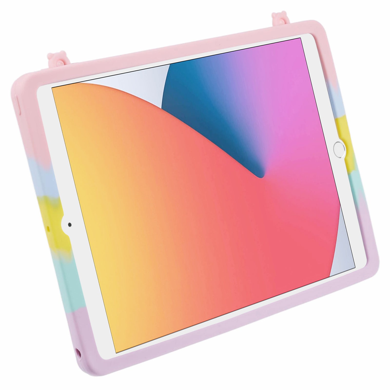 For iPad 10.2 (2021) / (2020) / (2019) Silicone Case with Shoulder Strap Kickstand Push Pop Fidget Toy Cover