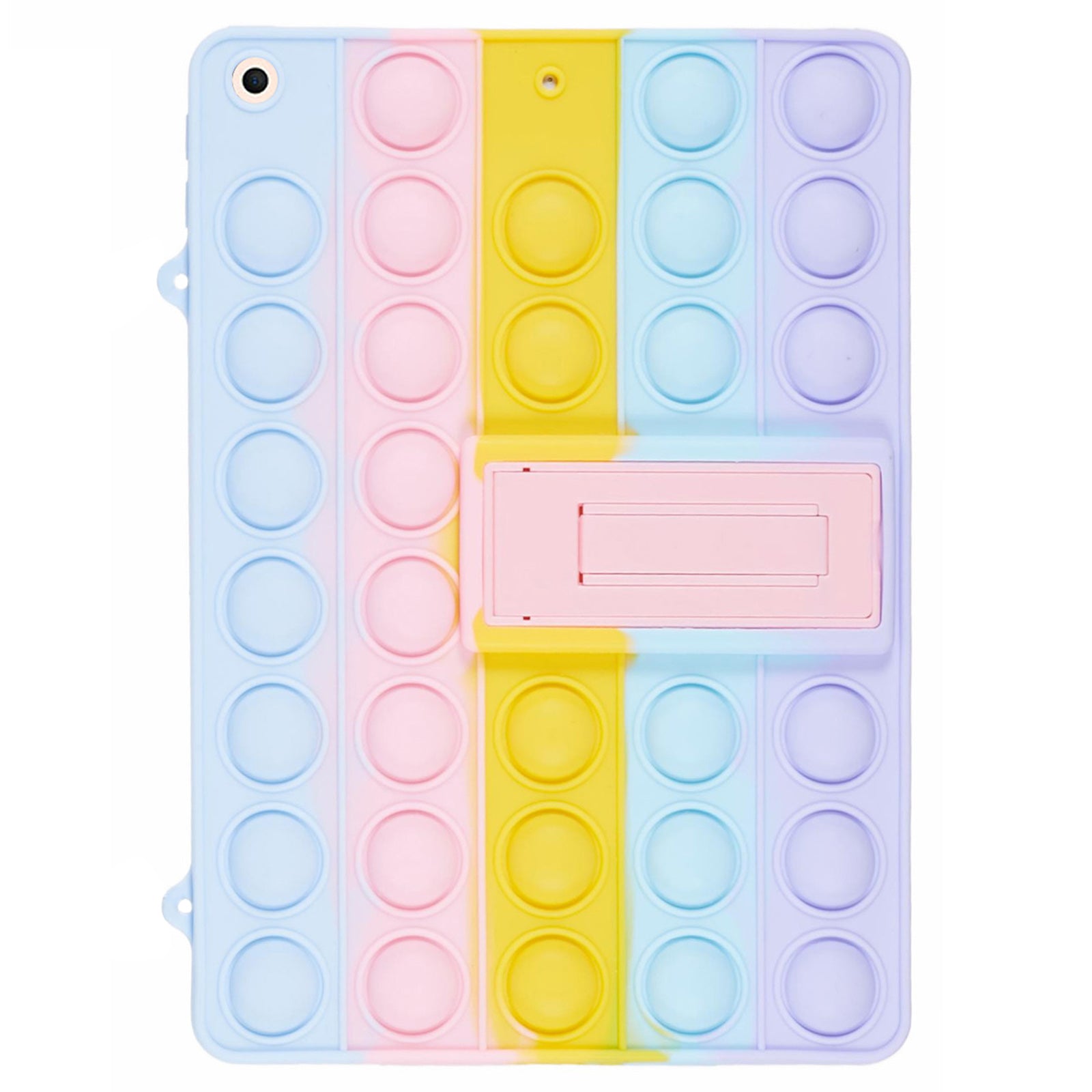 For iPad 10.2 (2021) / (2020) / (2019) Silicone Case Fidget Toy Puppet Poppet Push Bubble Kickstand Tablet Cover