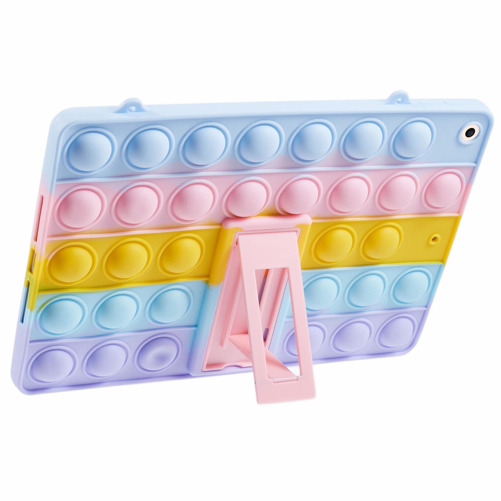 For iPad 10.2 (2021) / (2020) / (2019) Silicone Case Fidget Toy Puppet Poppet Push Bubble Kickstand Tablet Cover