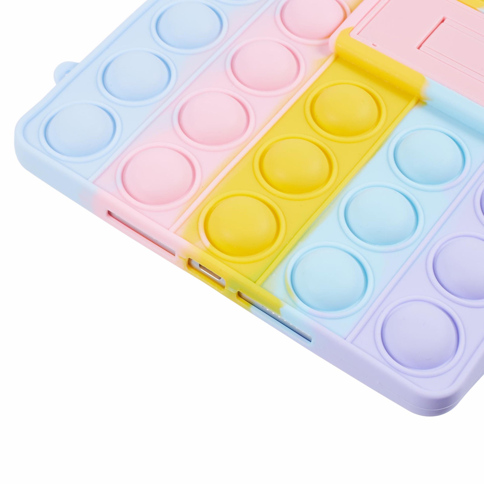 For iPad 10.2 (2021) / (2020) / (2019) Silicone Case Fidget Toy Puppet Poppet Push Bubble Kickstand Tablet Cover