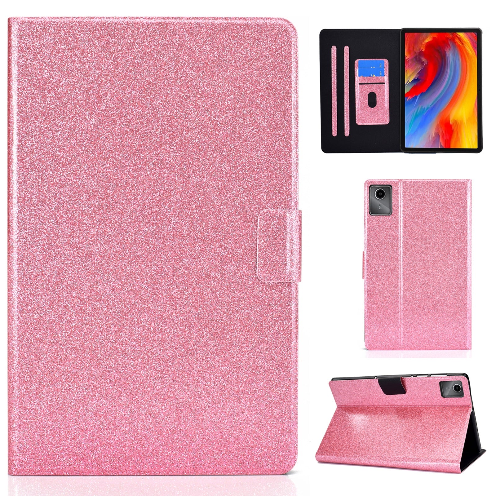 For Lenovo Tab M11 / Xiaoxin Pad 11 2024 Case Card Slots Stand Glitter Leather Tablet Cover