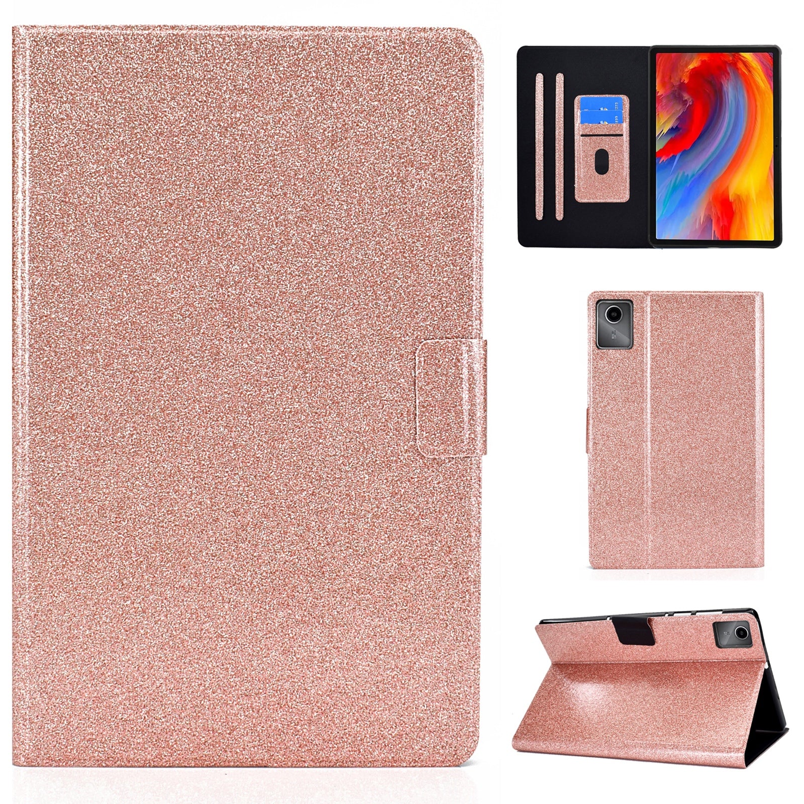 For Lenovo Tab M11 / Xiaoxin Pad 11 2024 Case Card Slots Stand Glitter Leather Tablet Cover