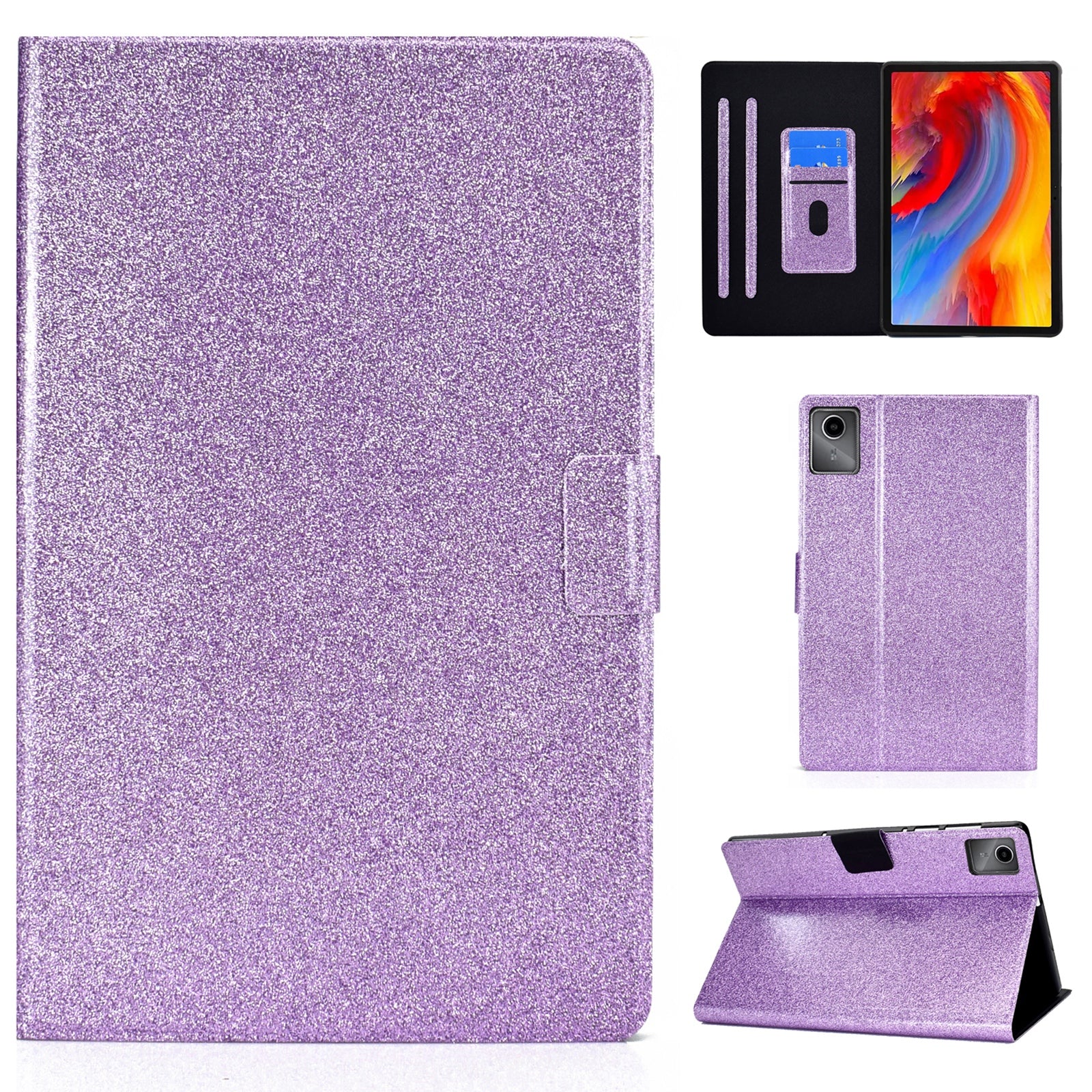 For Lenovo Tab M11 / Xiaoxin Pad 11 2024 Case Card Slots Stand Glitter Leather Tablet Cover