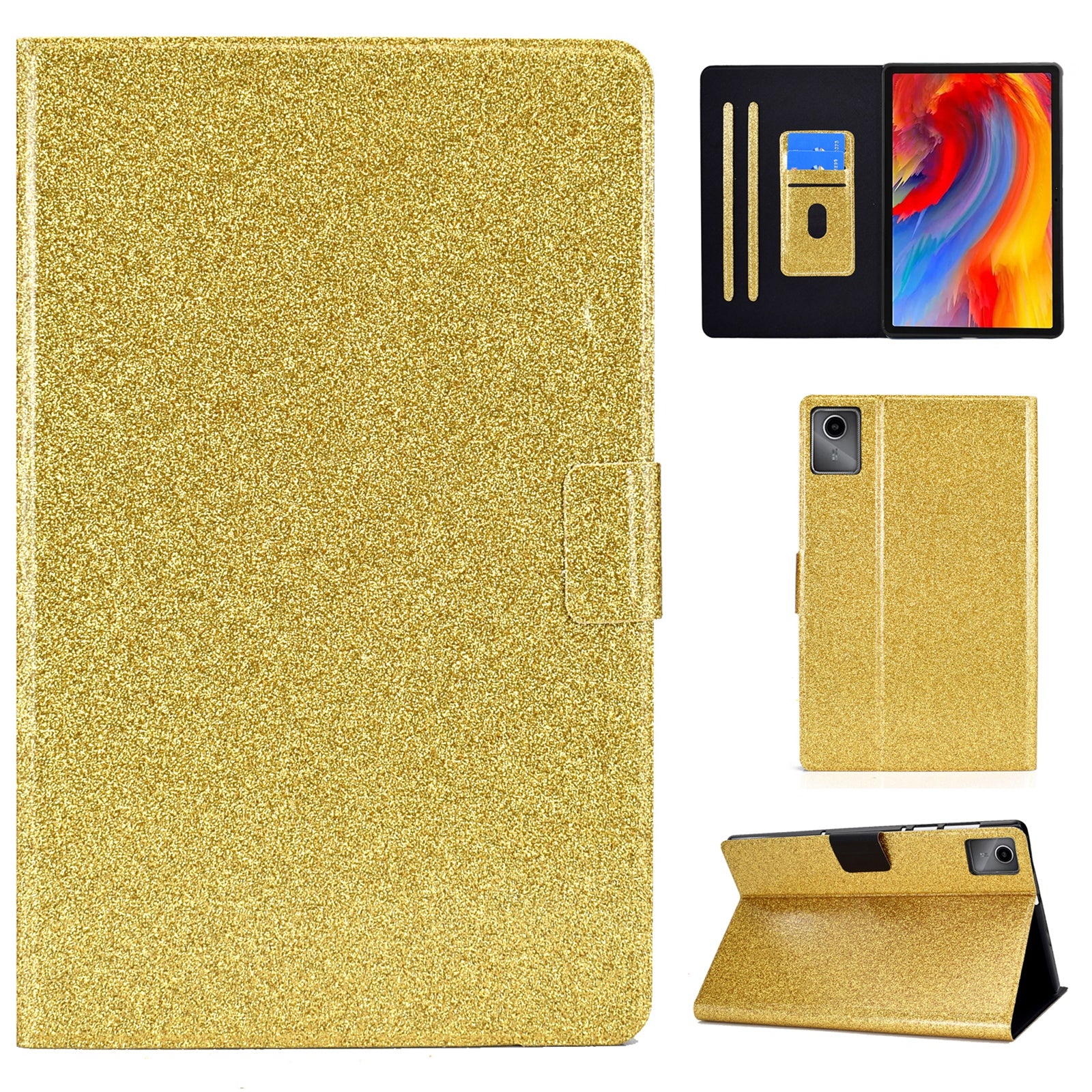 For Lenovo Tab M11 / Xiaoxin Pad 11 2024 Case Card Slots Stand Glitter Leather Tablet Cover