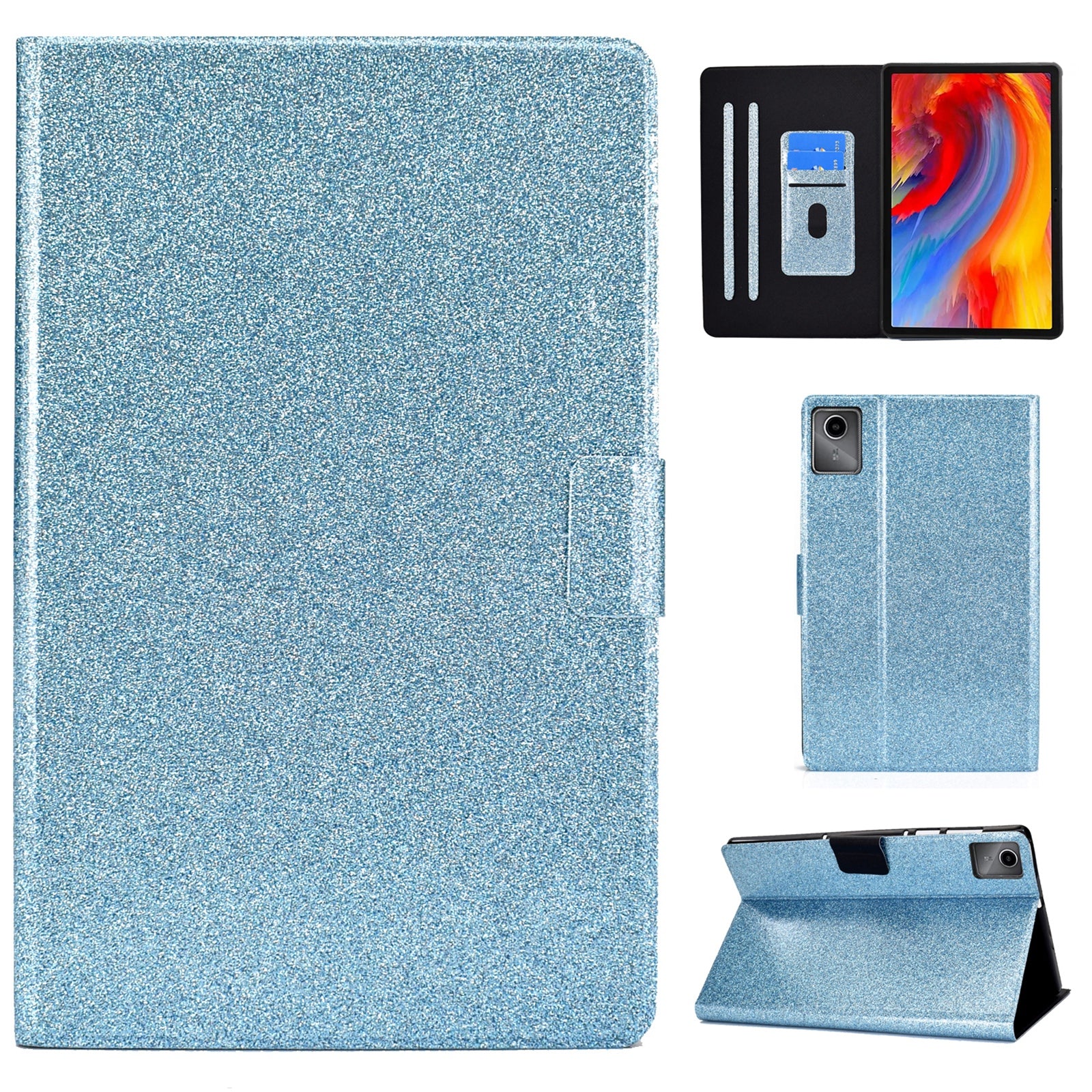 For Lenovo Tab M11 / Xiaoxin Pad 11 2024 Case Card Slots Stand Glitter Leather Tablet Cover