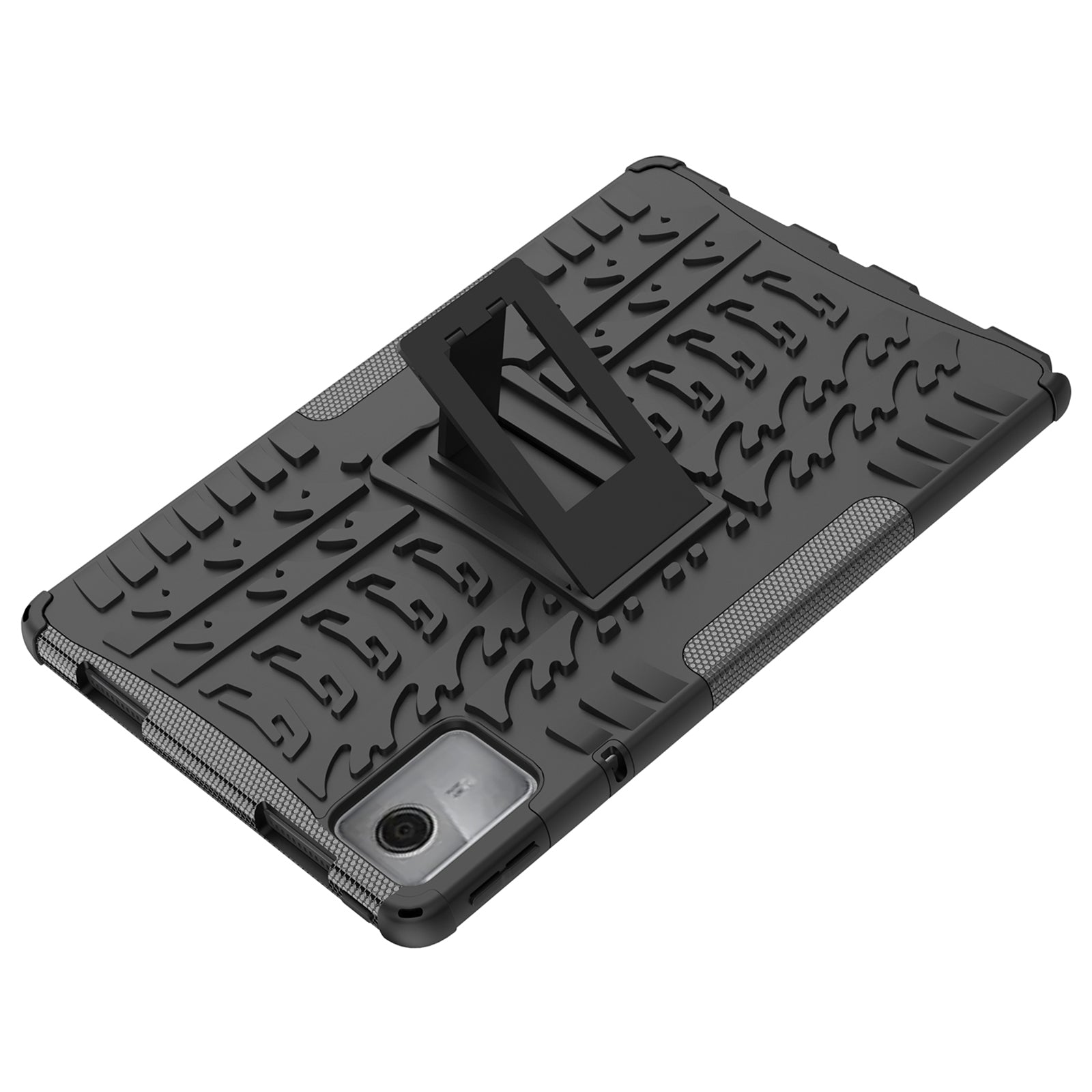For Lenovo Tab M11 / Xiaoxin Pad 11 2024 Case Tire Texture Shockproof TPU+PC Tablet Cover with Kickstand