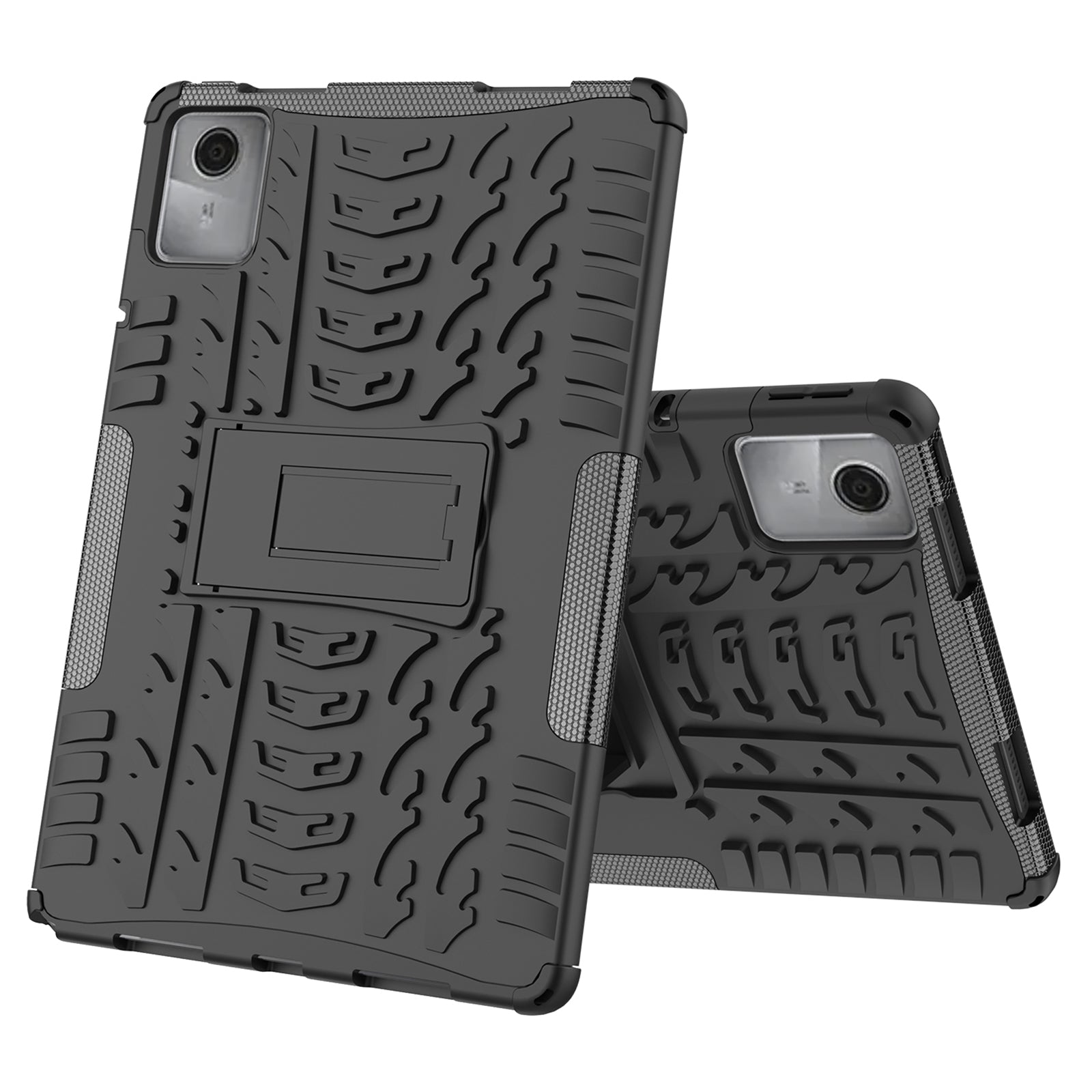 For Lenovo Tab M11 / Xiaoxin Pad 11 2024 Case Tire Texture Shockproof TPU+PC Tablet Cover with Kickstand