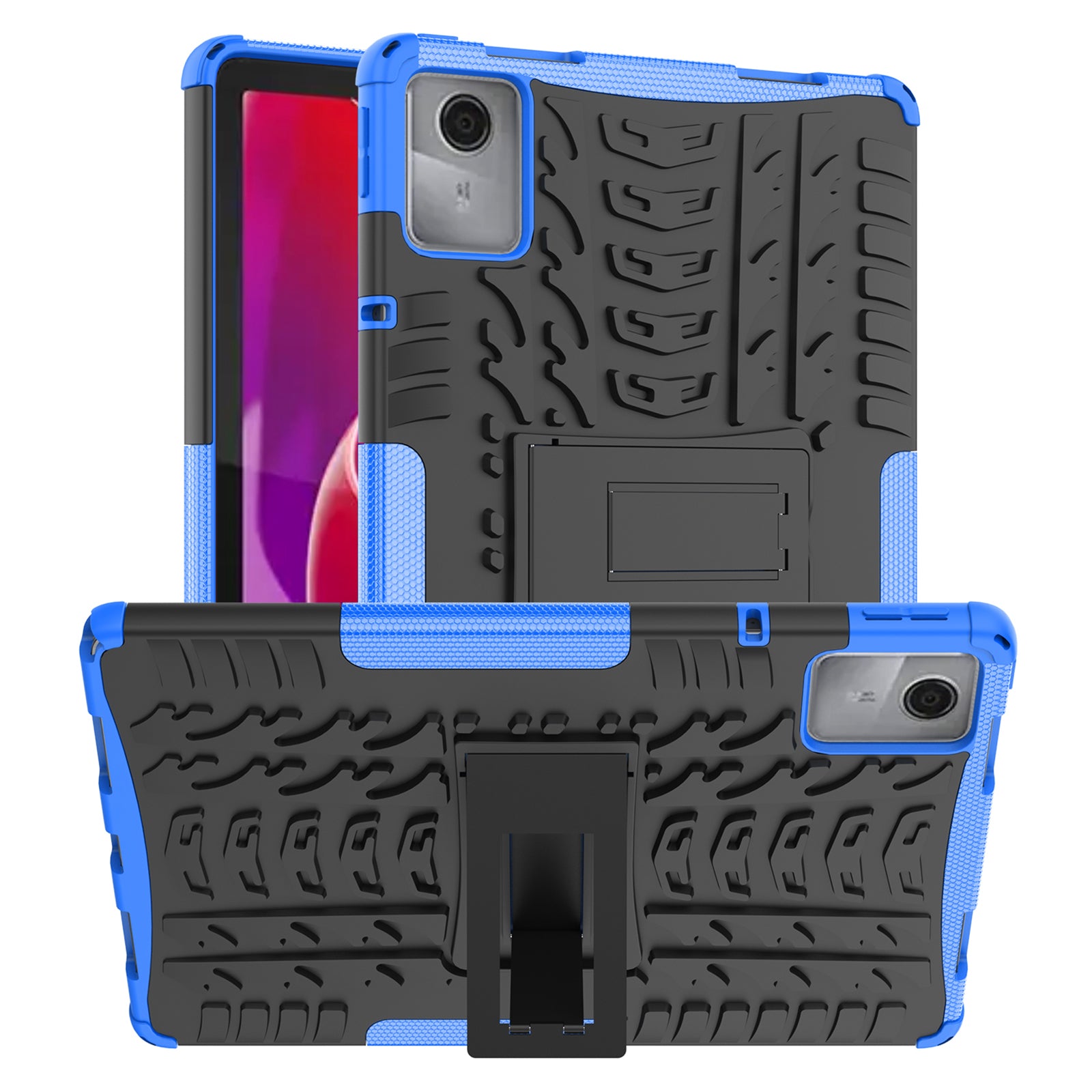 For Lenovo Tab M11 / Xiaoxin Pad 11 2024 Case Tire Texture Shockproof TPU+PC Tablet Cover with Kickstand