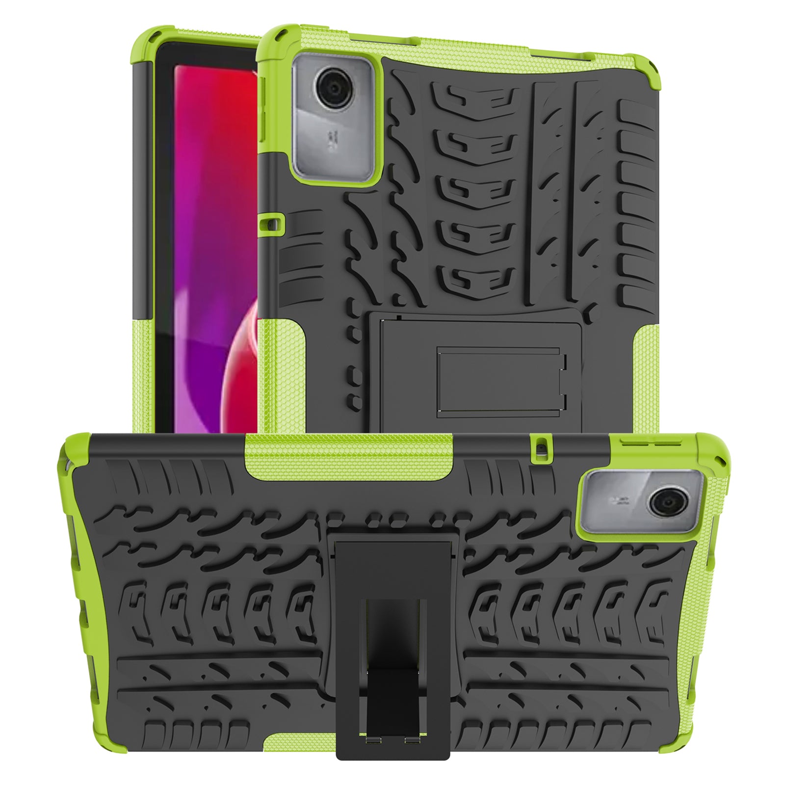 For Lenovo Tab M11 / Xiaoxin Pad 11 2024 Case Tire Texture Shockproof TPU+PC Tablet Cover with Kickstand