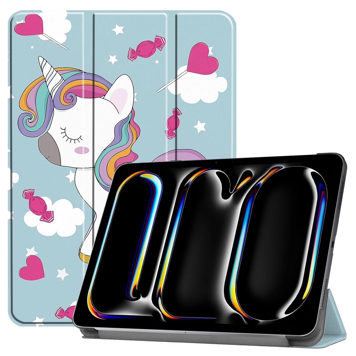 For iPad Pro 11 (2024) Case Trifold Stand PU Leather Pattern Smart Tablet Cover