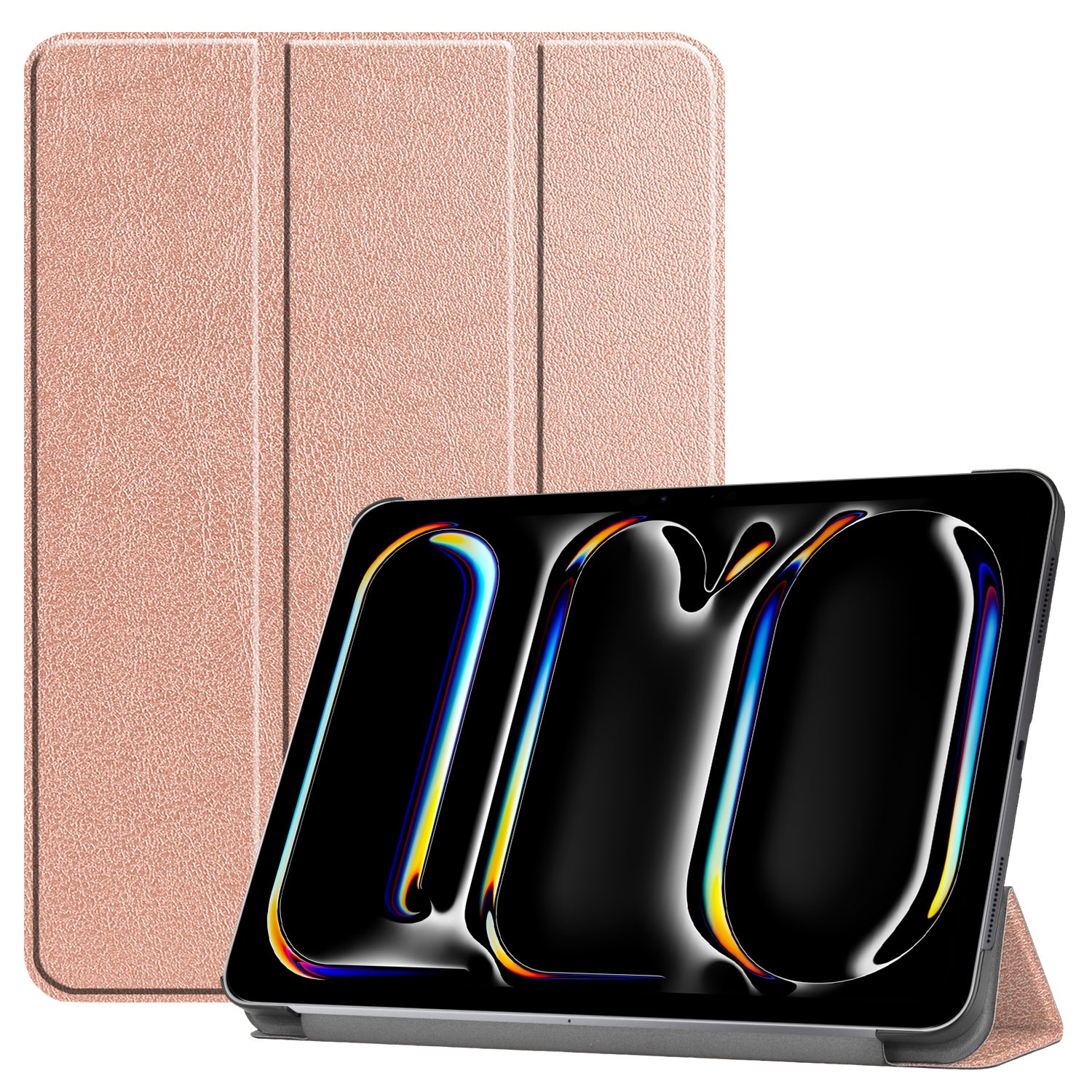 For iPad Pro 11 (2024) Case PC+PU Auto Wake Sleep Tablet Shell with Tri-fold Stand