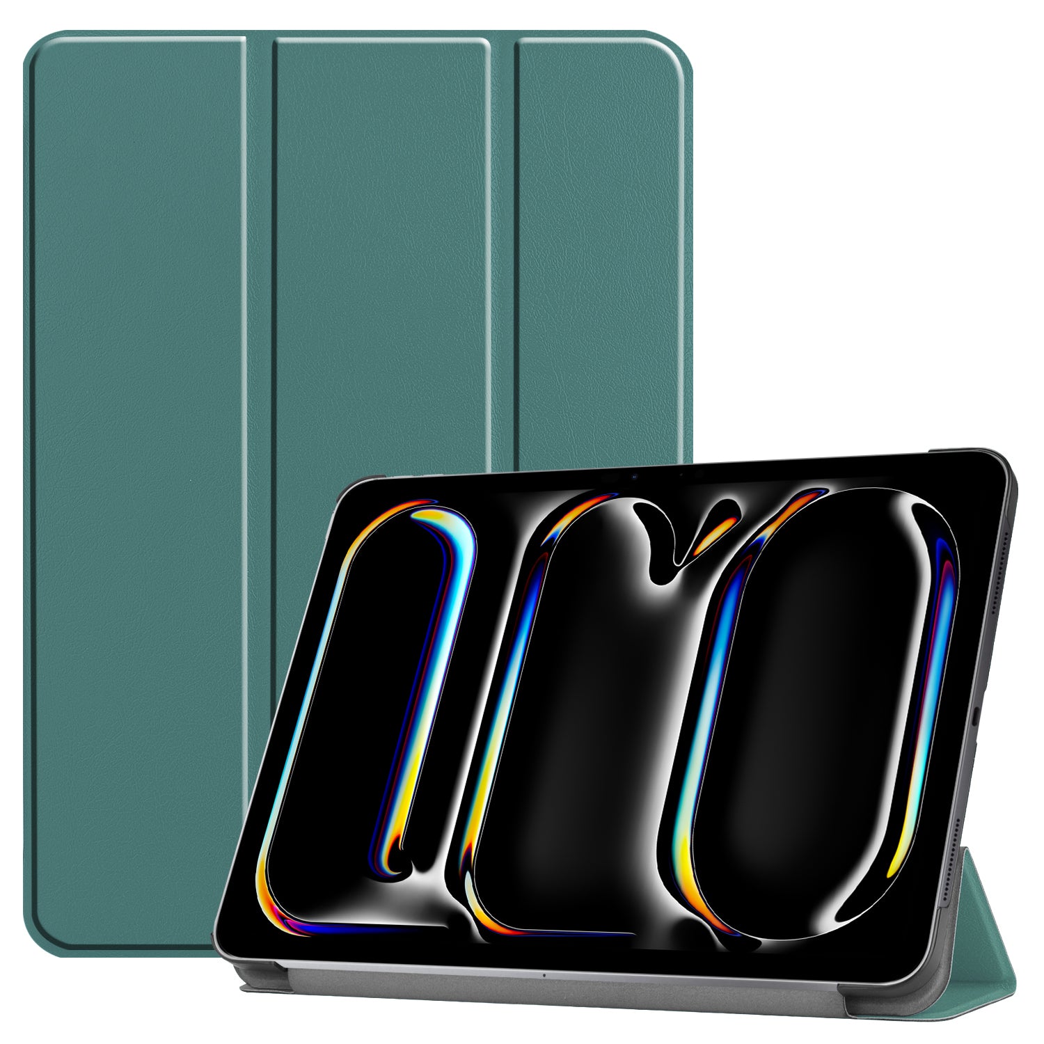 For iPad Pro 11 (2024) Case PC+PU Auto Wake Sleep Tablet Shell with Tri-fold Stand