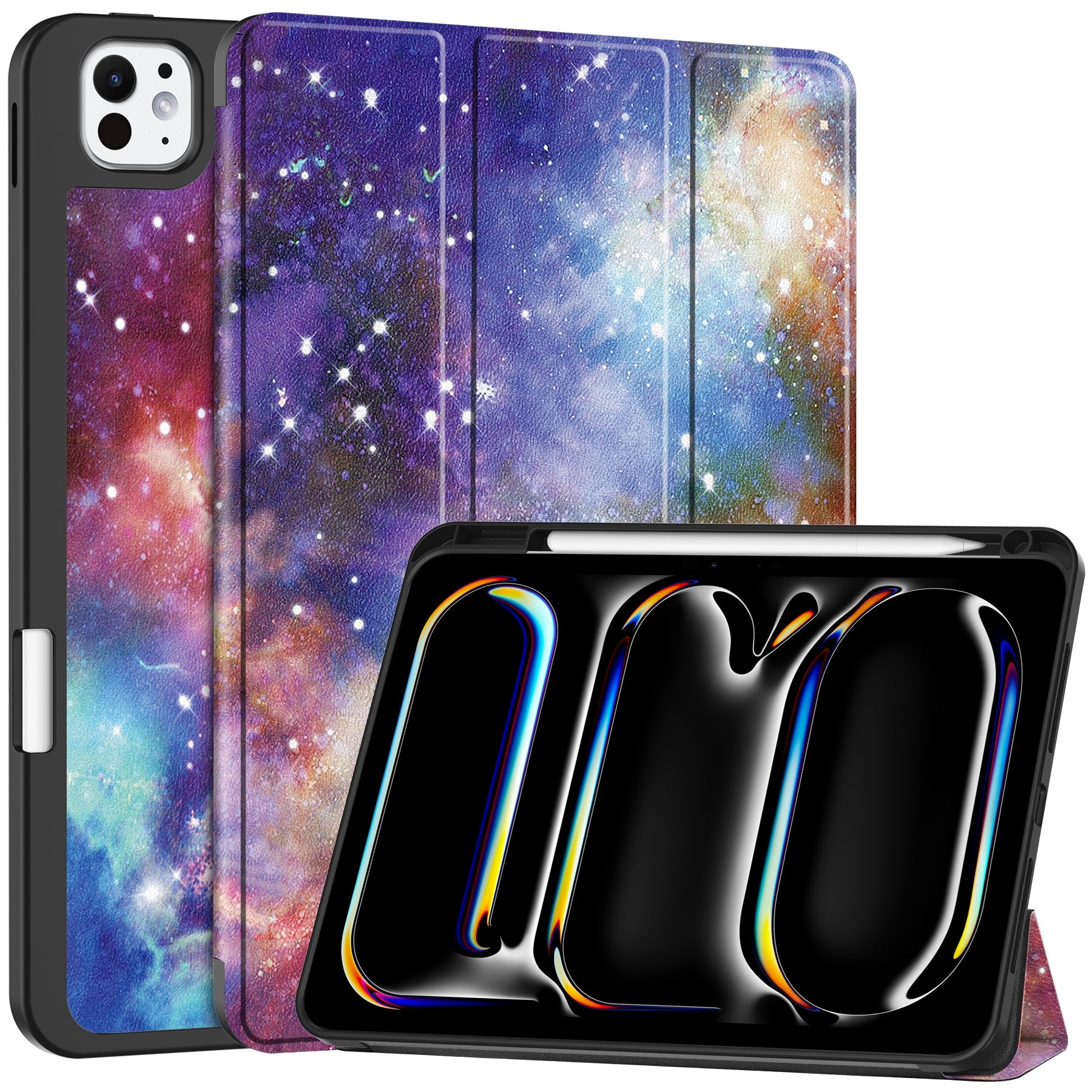 For iPad Pro 11 (2024) Case Pattern Printing PU Leather Tri-fold Stand Cover with Pen Slot