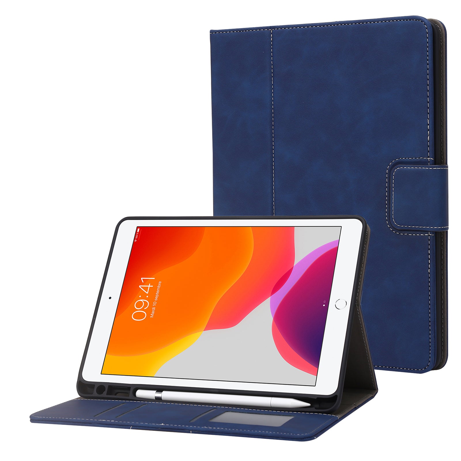For iPad Air (2013) / Air 2 / iPad 9.7-inch (2017) / (2018) Tablet Case Wallet Leather Flip Cover with Pens Slot
