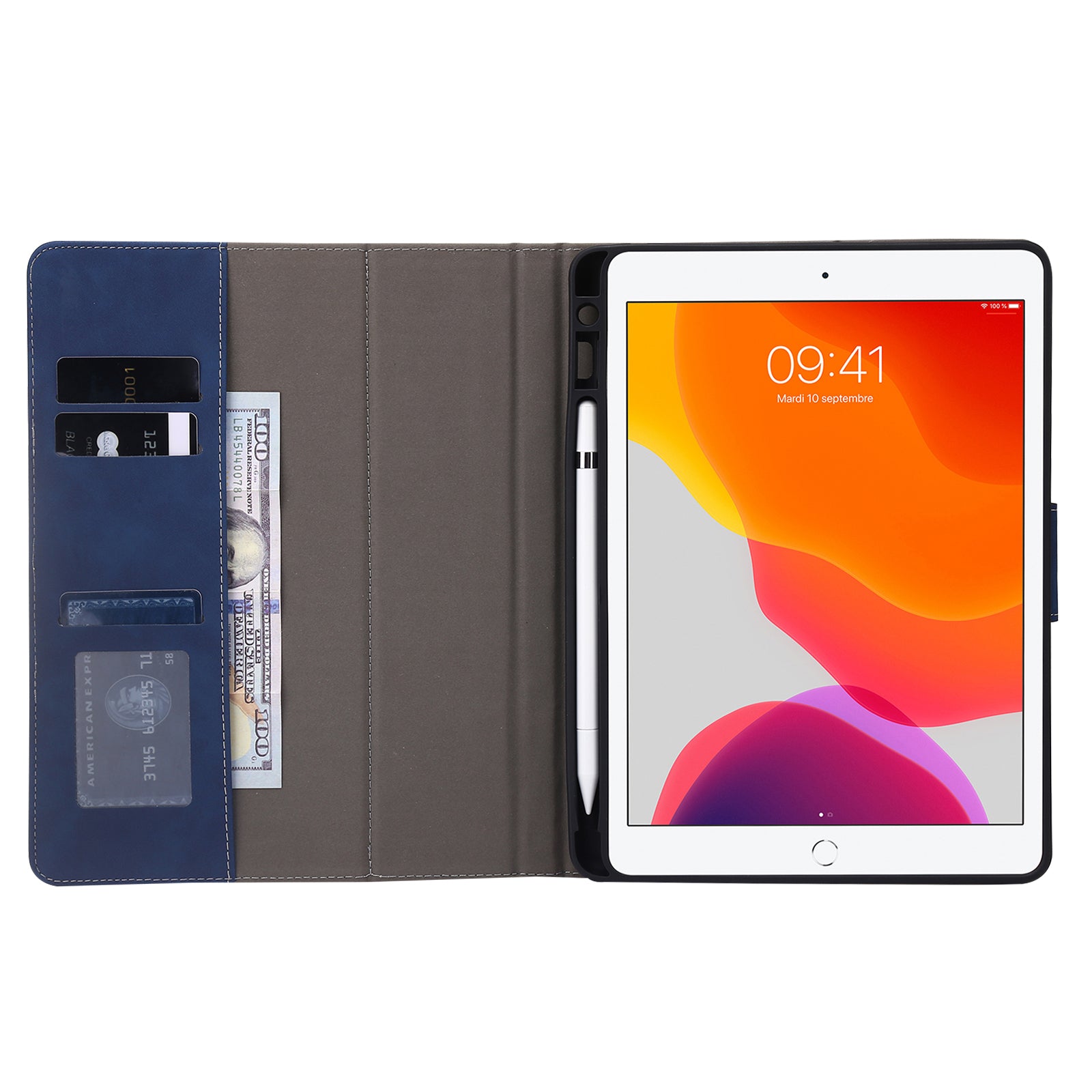 For iPad Air (2013) / Air 2 / iPad 9.7-inch (2017) / (2018) Tablet Case Wallet Leather Flip Cover with Pens Slot
