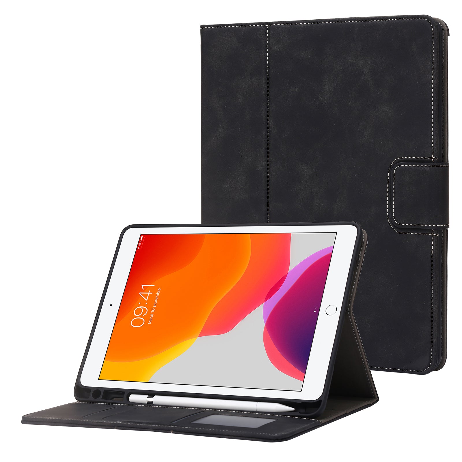 For iPad Air (2013) / Air 2 / iPad 9.7-inch (2017) / (2018) Tablet Case Wallet Leather Flip Cover with Pens Slot