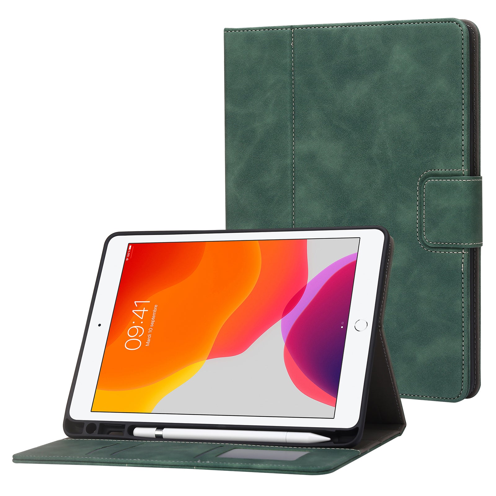 For iPad Air (2013) / Air 2 / iPad 9.7-inch (2017) / (2018) Tablet Case Wallet Leather Flip Cover with Pens Slot