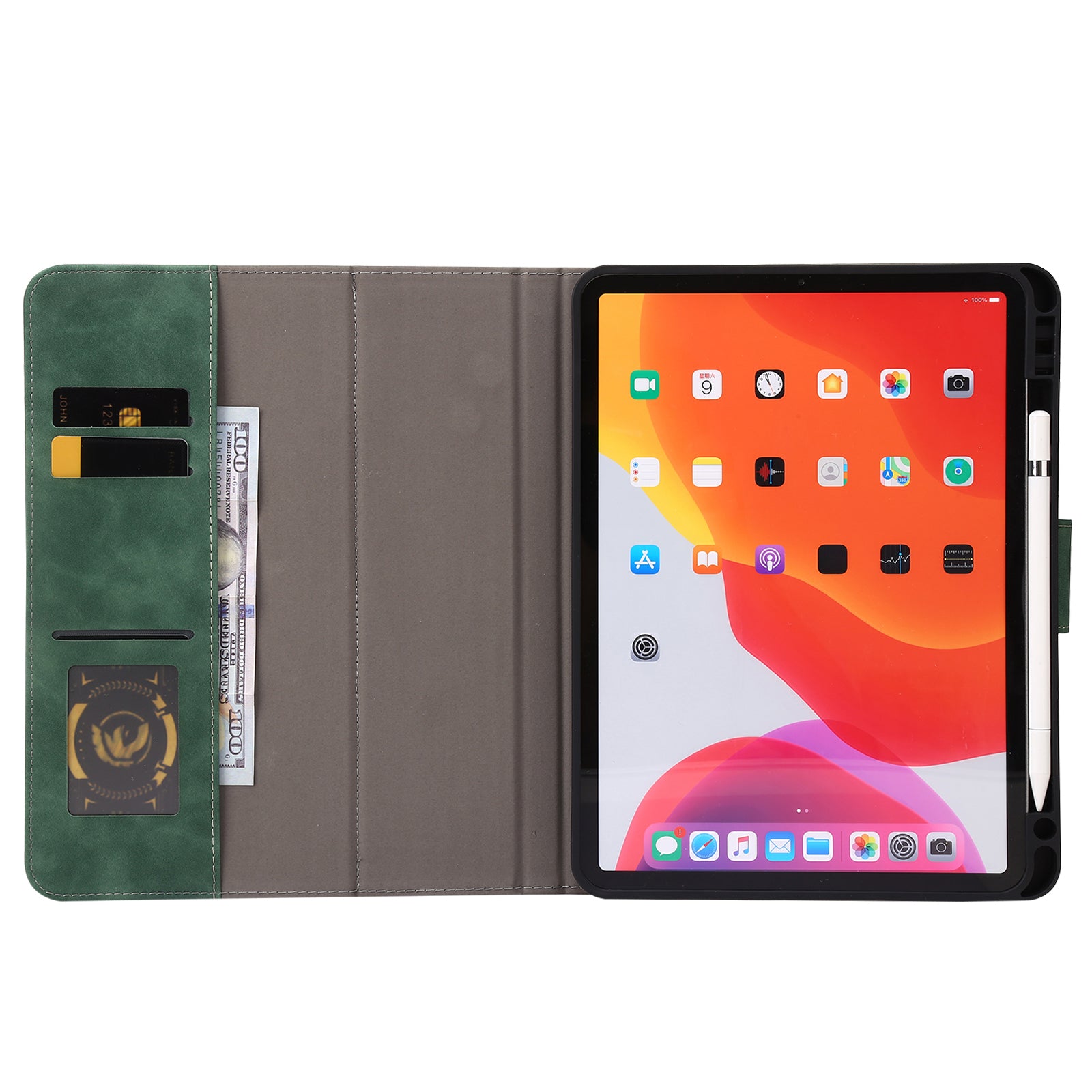 For iPad Air (2020) / (2022) / iPad Pro 11 (2018) / (2020) / (2021) / (2022) Leather Case Pen Slot Wallet Leather Cover