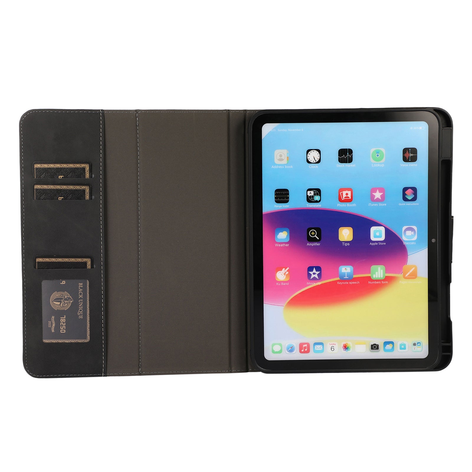 For iPad 10.9 (2022) Case Leather Flip Wallet Tablet Cover with Pens Slot