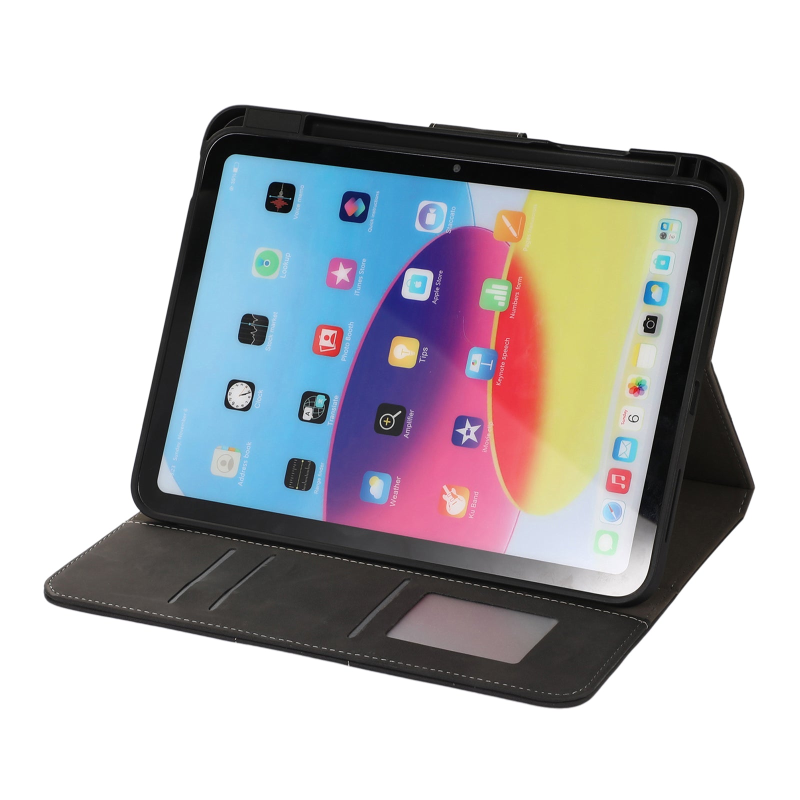 For iPad 10.9 (2022) Case Leather Flip Wallet Tablet Cover with Pens Slot