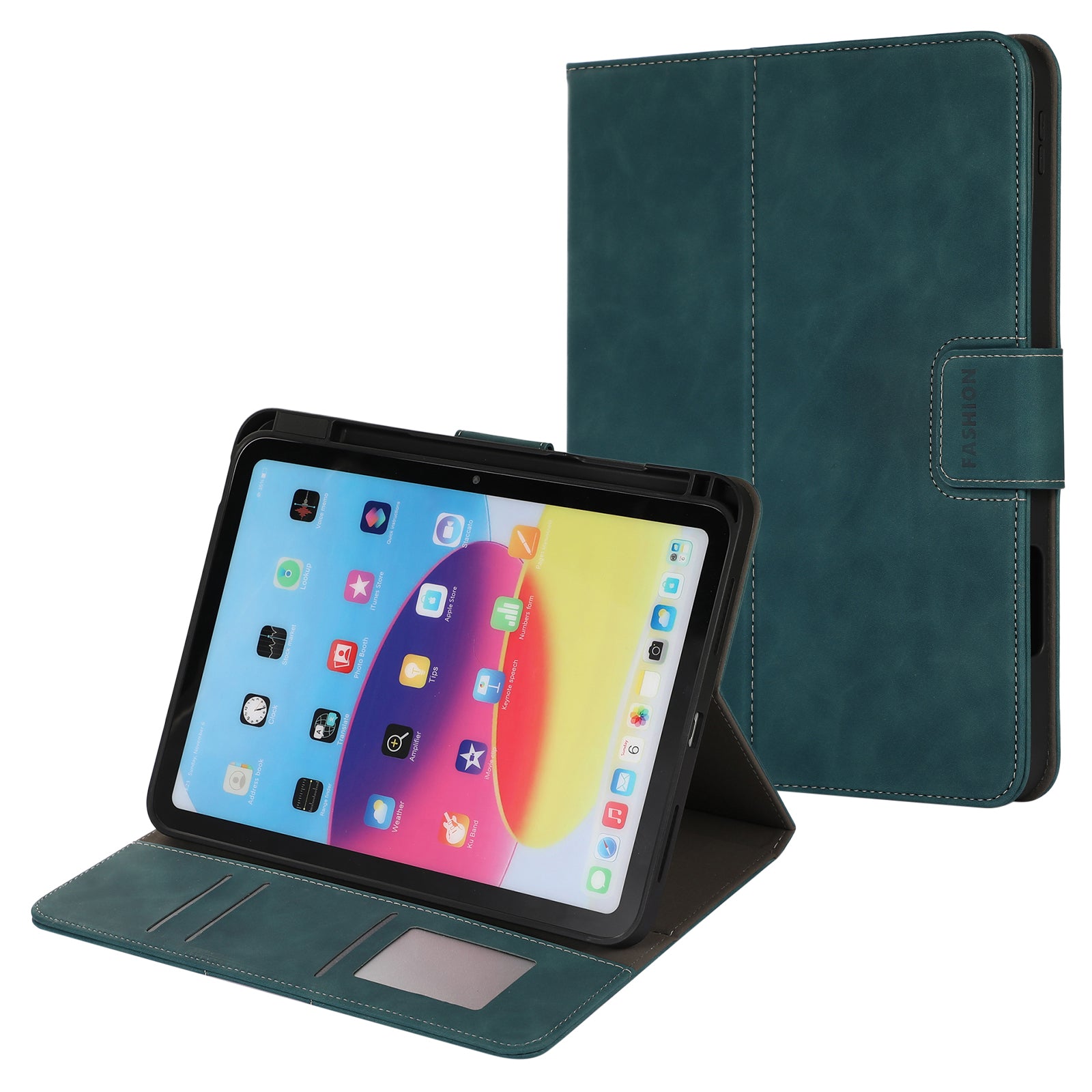 For iPad 10.9 (2022) Case Leather Flip Wallet Tablet Cover with Pens Slot