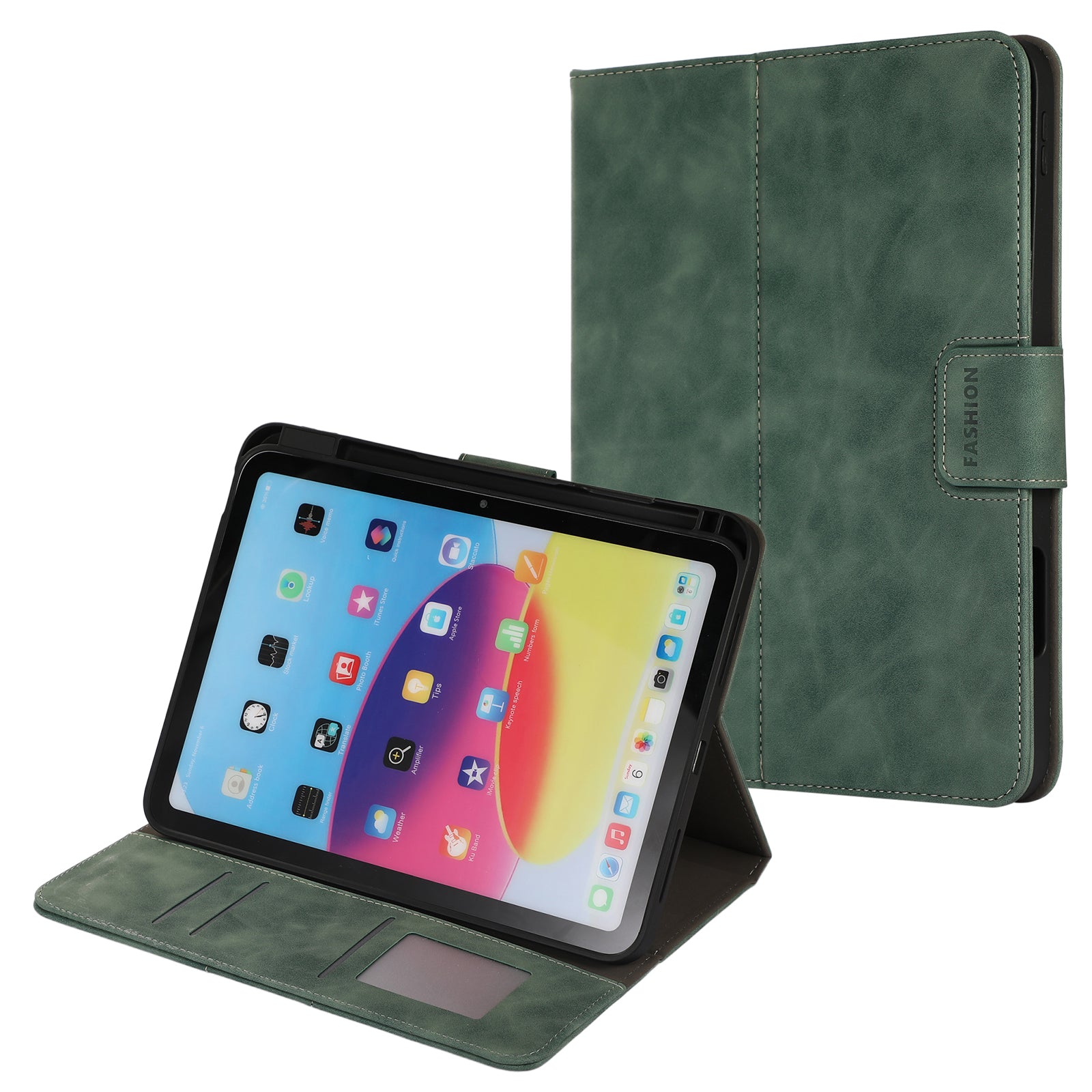 For iPad 10.9 (2022) Case Leather Flip Wallet Tablet Cover with Pens Slot