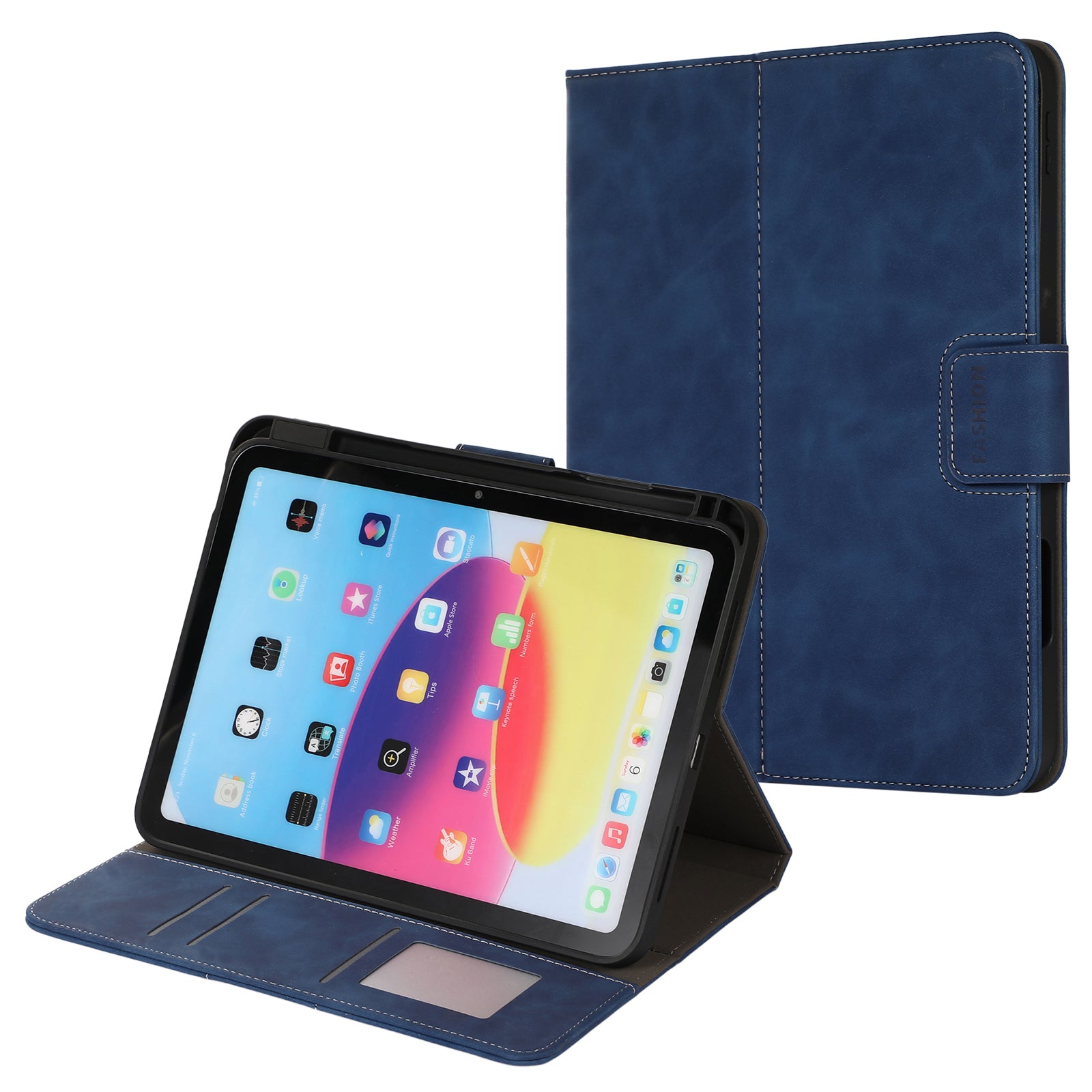 For iPad 10.9 (2022) Case Leather Flip Wallet Tablet Cover with Pens Slot