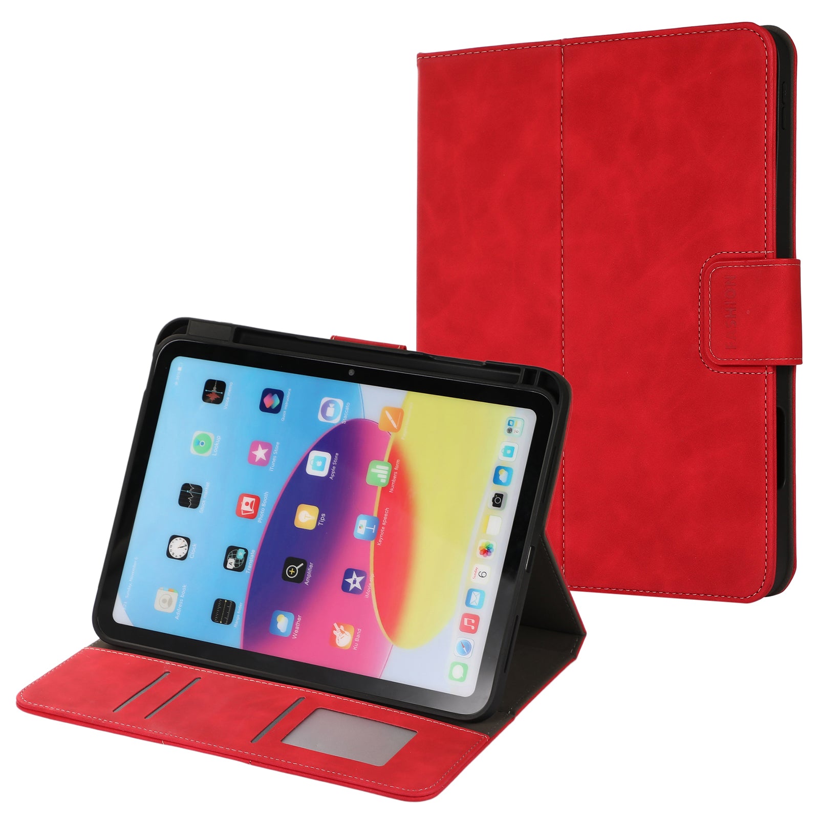 For iPad 10.9 (2022) Case Leather Flip Wallet Tablet Cover with Pens Slot
