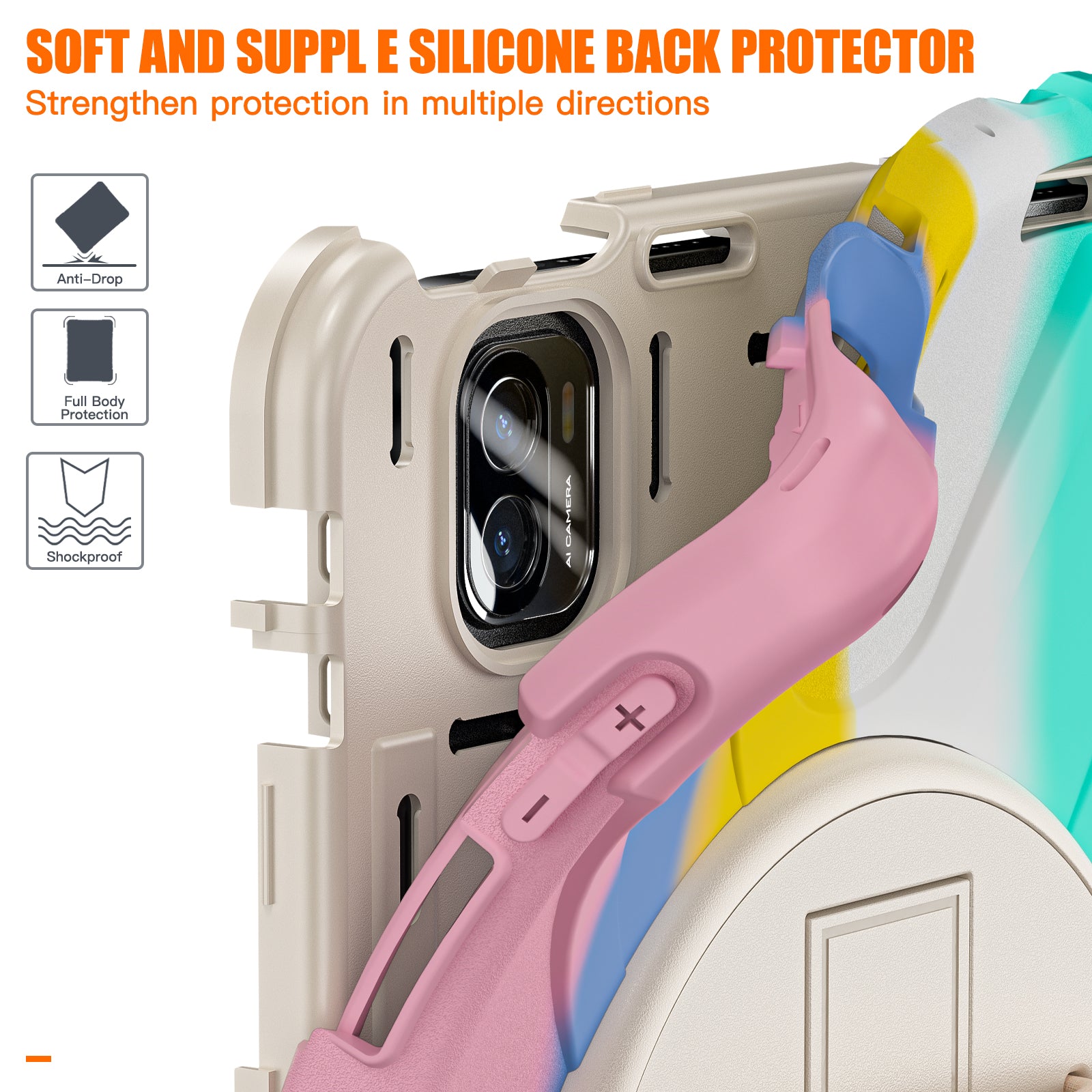 For Xiaomi Pad 5 / Pad 5 Pro Case Kickstand PC+Silicone Rugged Tablet Cover with Hand Strap