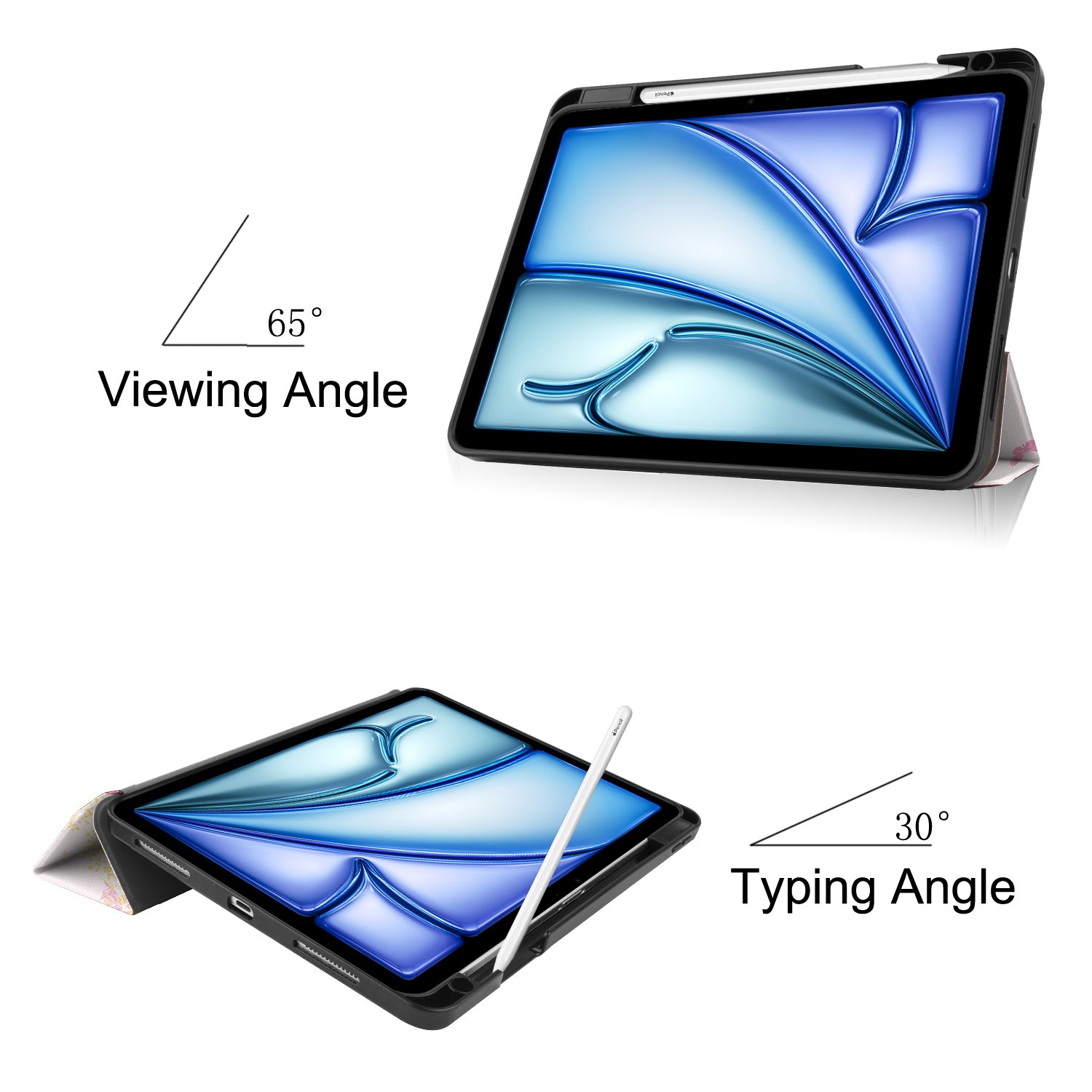 For iPad Air 11 (2024) Case Pattern Printing Protective Cover with Pen Slot and Tri-fold Stand