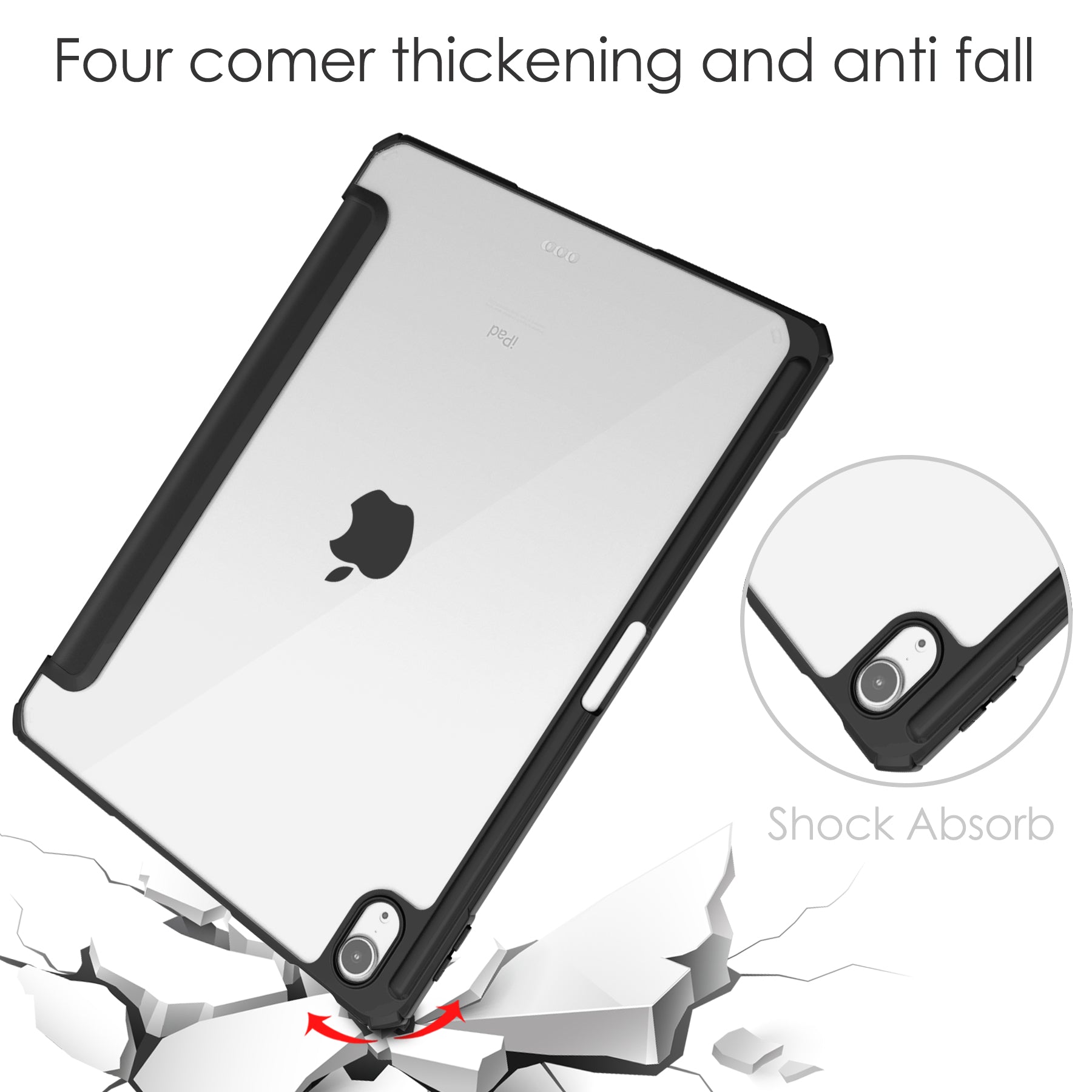 For iPad Air 11 (2024) Clear Case PU Leather Auto Wake Sleep Protective Cover with Pen Slot