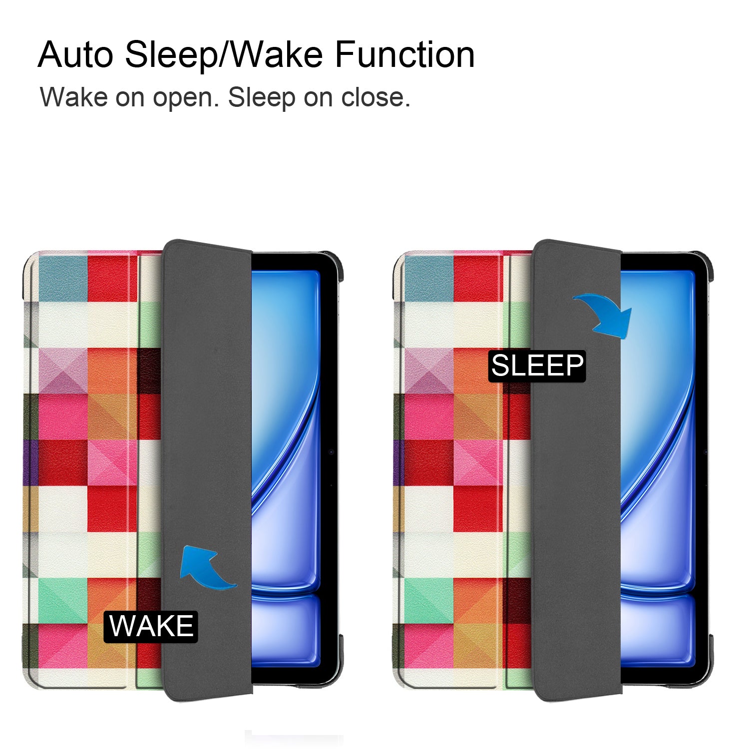 For iPad Air 11 (2024) Case Trifold Stand Pattern Auto Wake / Sleep Tablet Cover