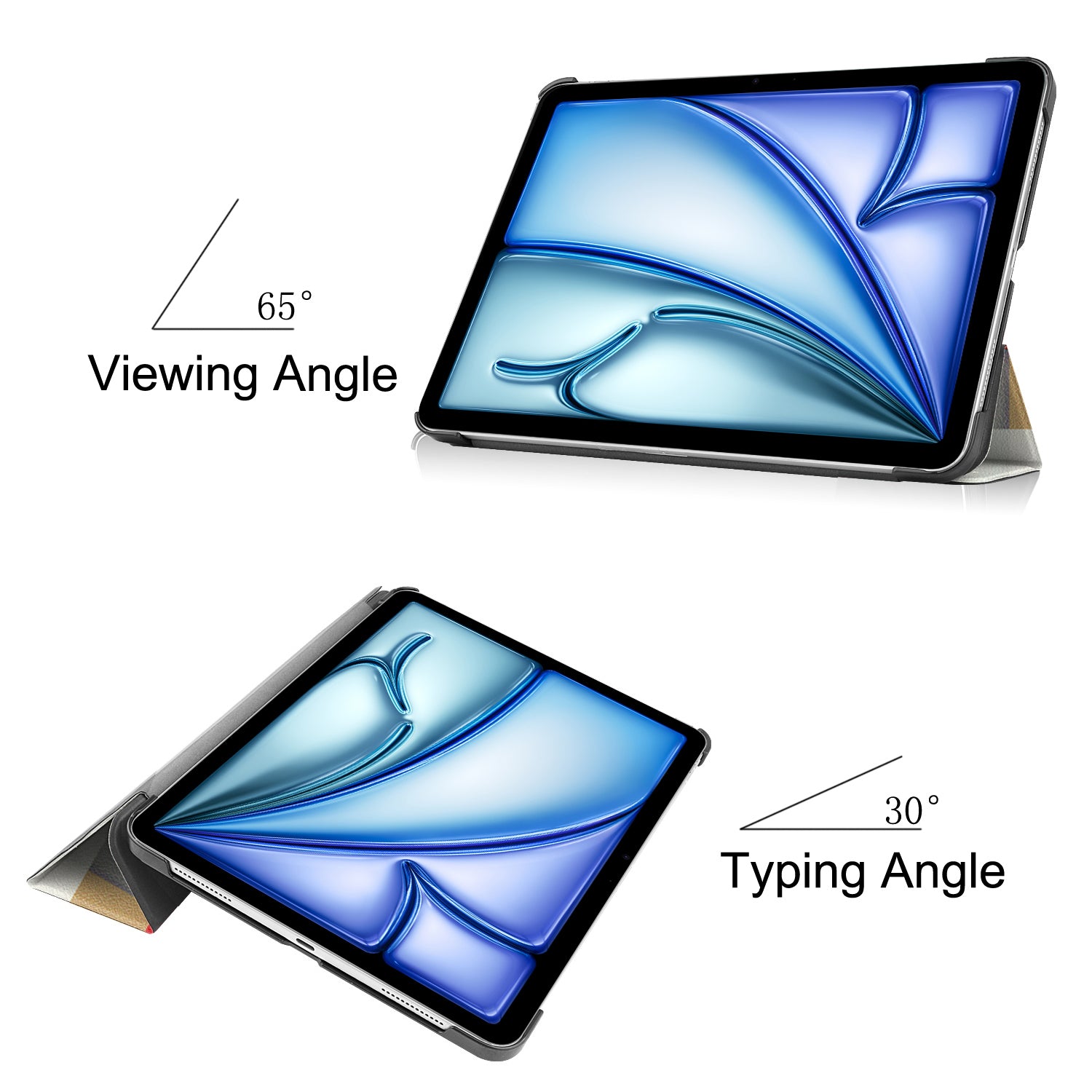 For iPad Air 11 (2024) Case Trifold Stand Pattern Auto Wake / Sleep Tablet Cover