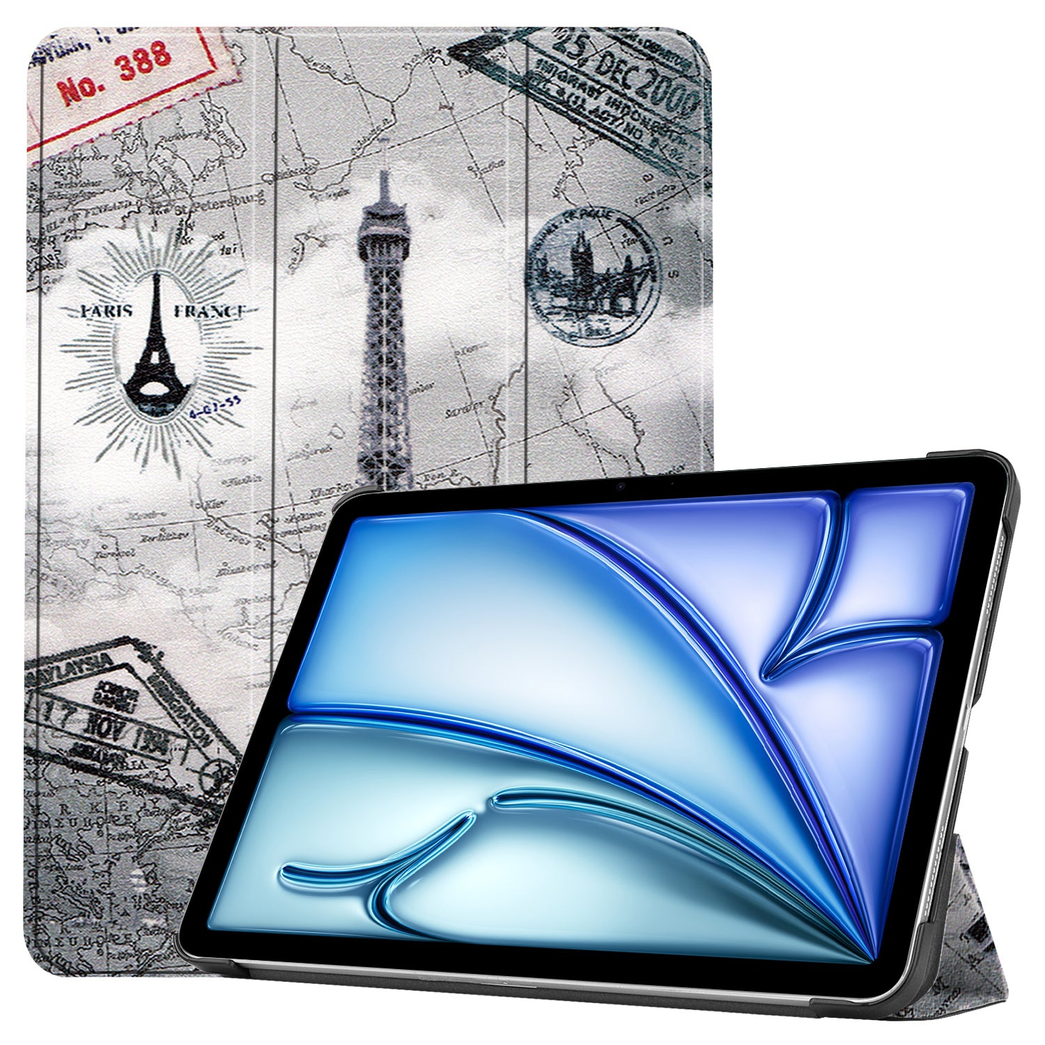 For iPad Air 11 (2024) Case Trifold Stand Pattern Auto Wake / Sleep Tablet Cover