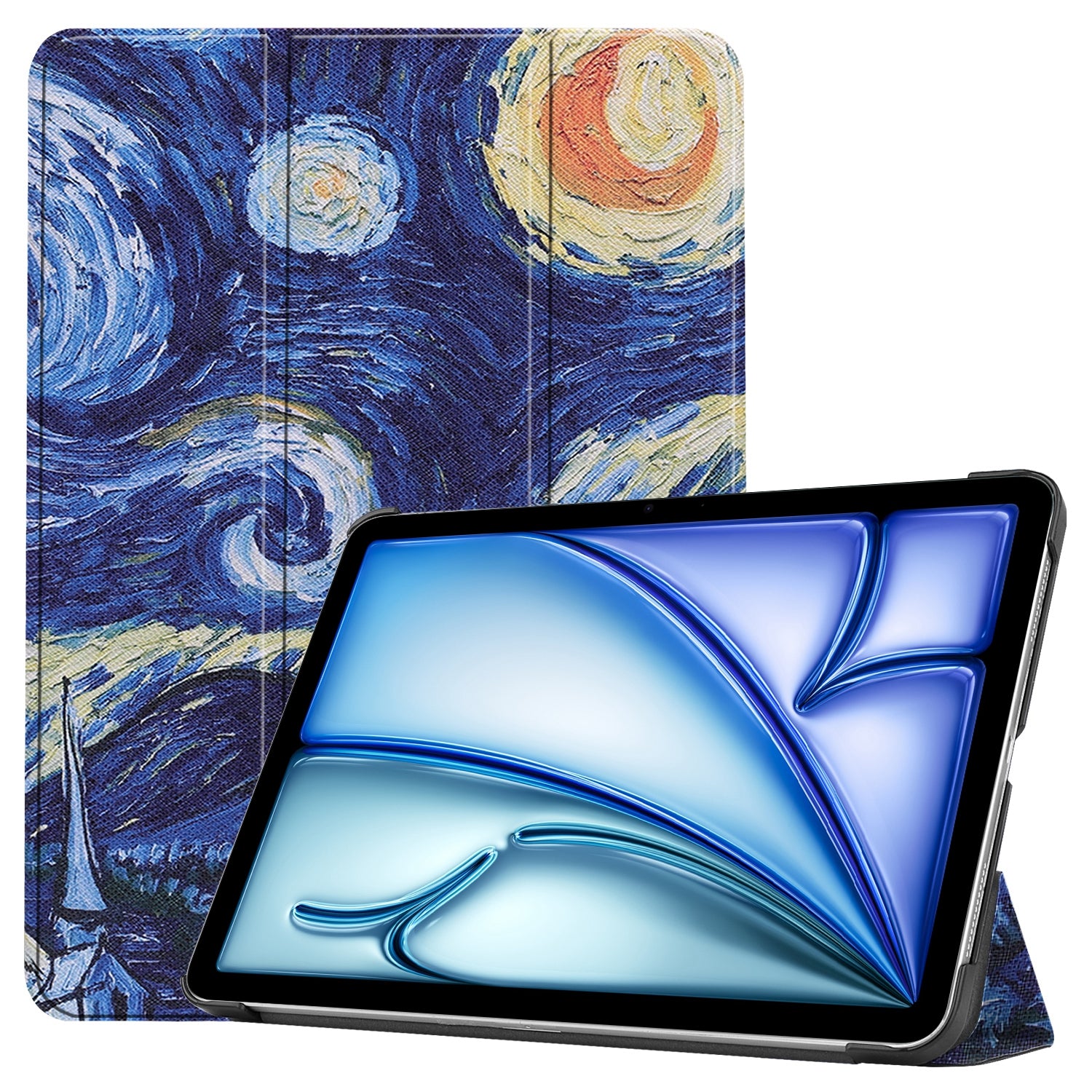 For iPad Air 11 (2024) Case Trifold Stand Pattern Auto Wake / Sleep Tablet Cover