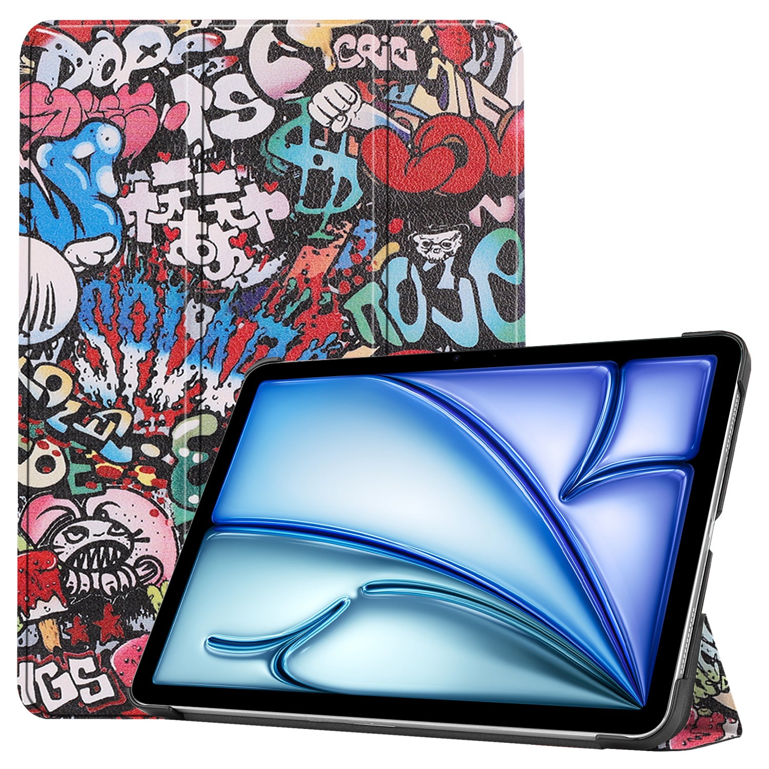 For iPad Air 11 (2024) Case Trifold Stand Pattern Auto Wake / Sleep Tablet Cover