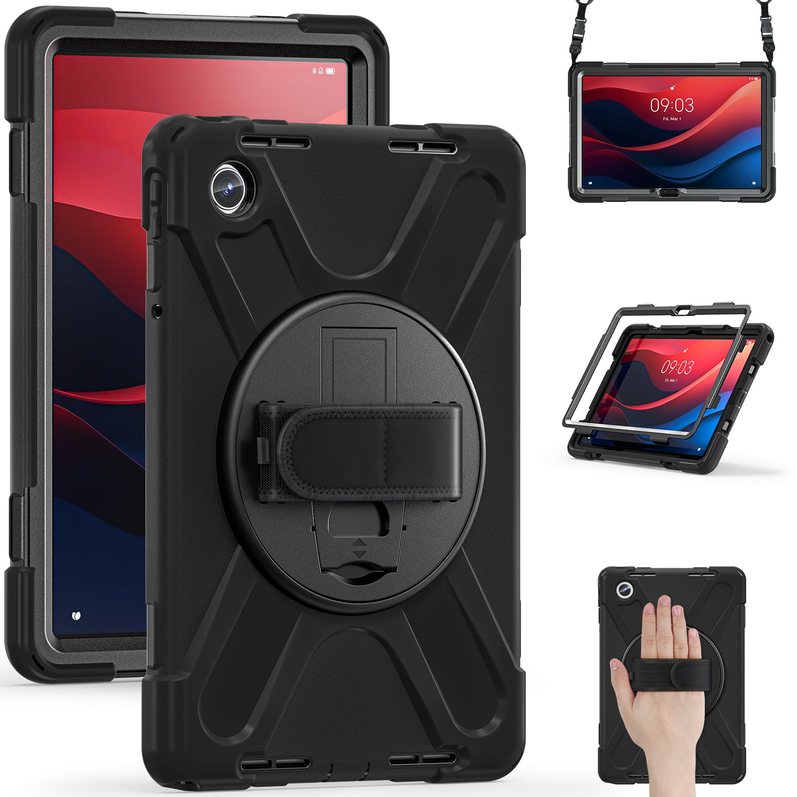 For Lenovo Tab M11 TB-330FU / 331FC / Xiaoxin Pad 11 2024 Case PC+Silicone Tablet Cover with Shoulder Strap