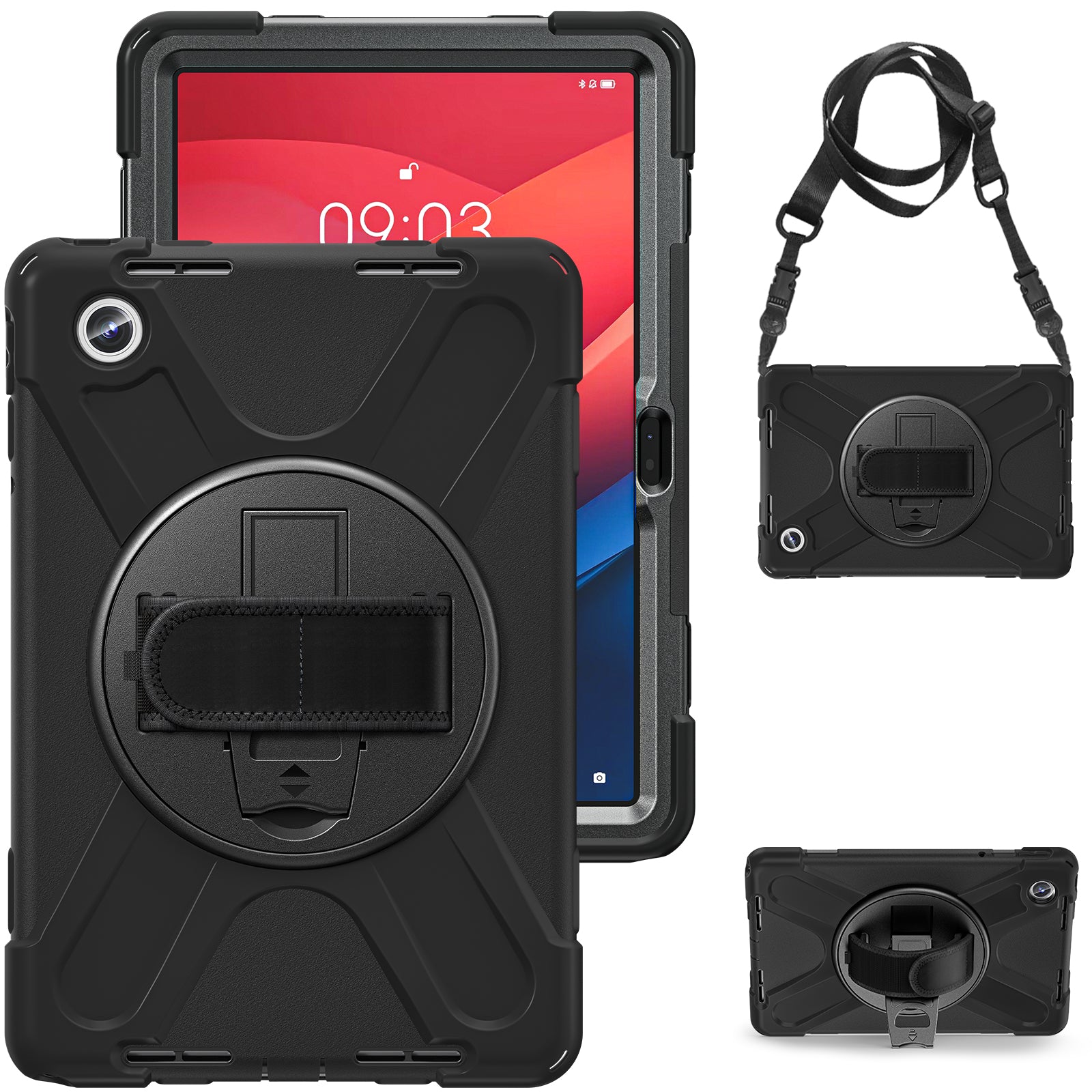 For Lenovo Tab M11 TB-330FU / 331FC / Xiaoxin Pad 11 2024 Case PC+Silicone Tablet Cover with Shoulder Strap