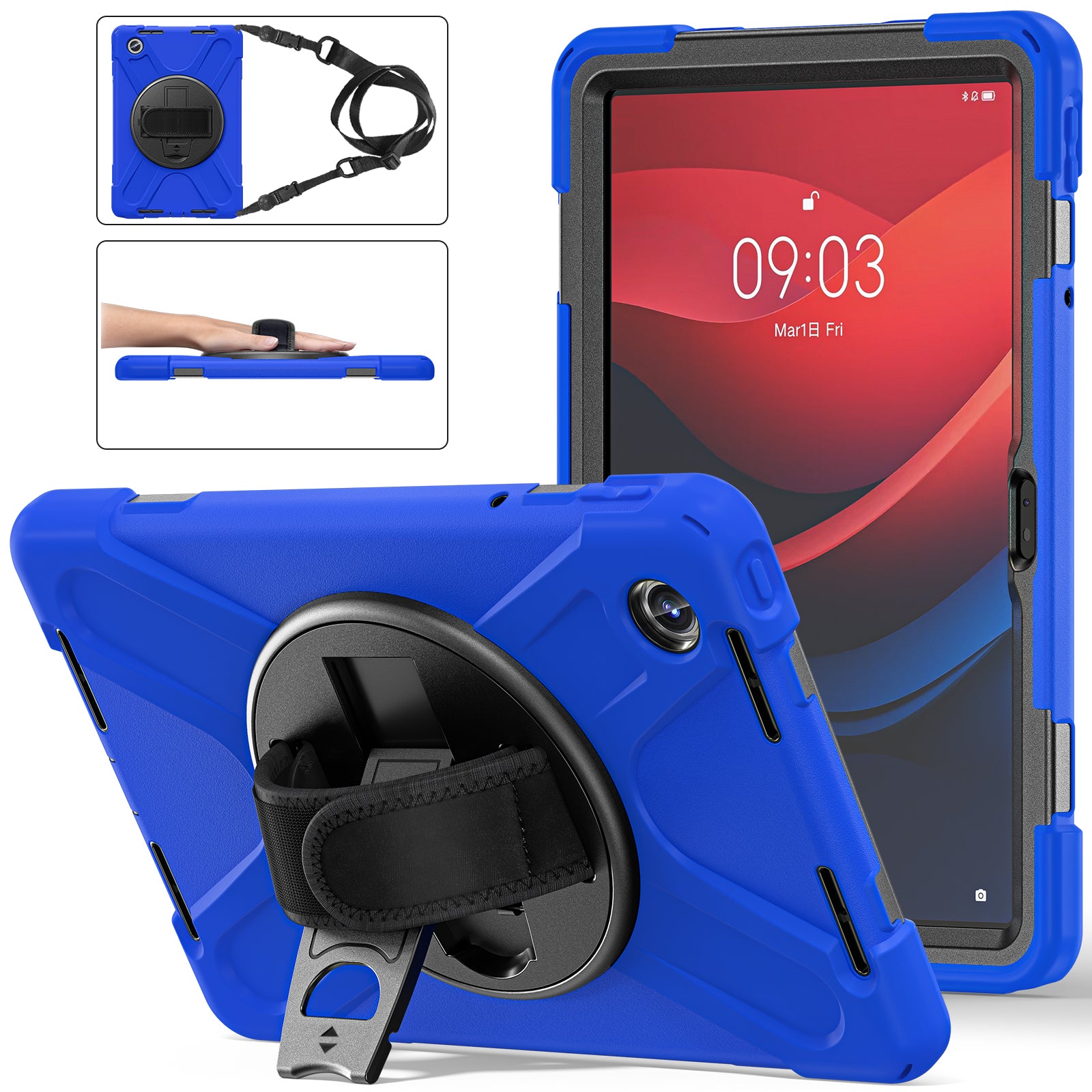 For Lenovo Tab M11 TB-330FU / 331FC / Xiaoxin Pad 11 2024 Case PC+Silicone Tablet Cover with Shoulder Strap