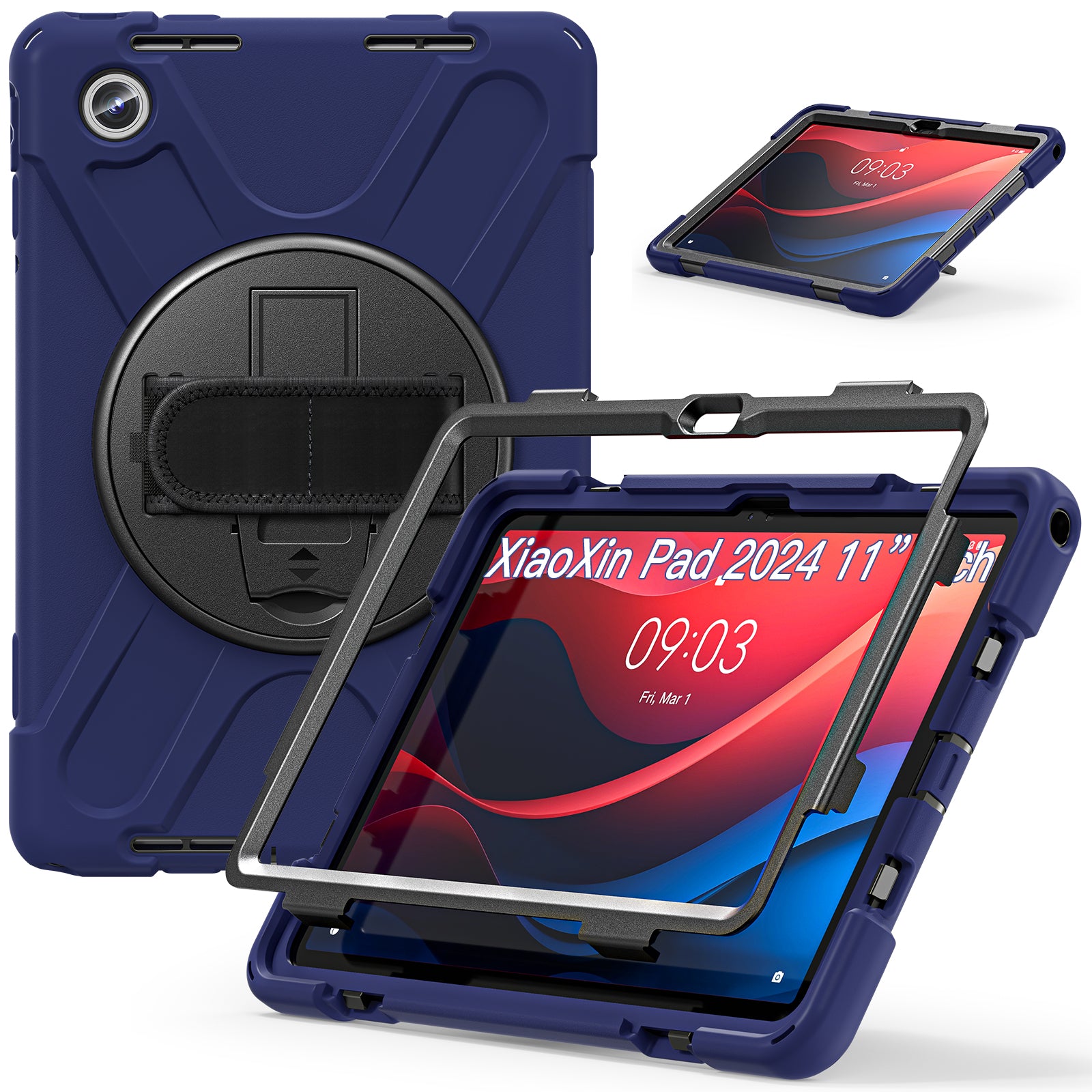 For Lenovo Tab M11 TB-330FU / 331FC / Xiaoxin Pad 11 2024 Case Hand Strap Protective PC+Silicone Tablet Cover