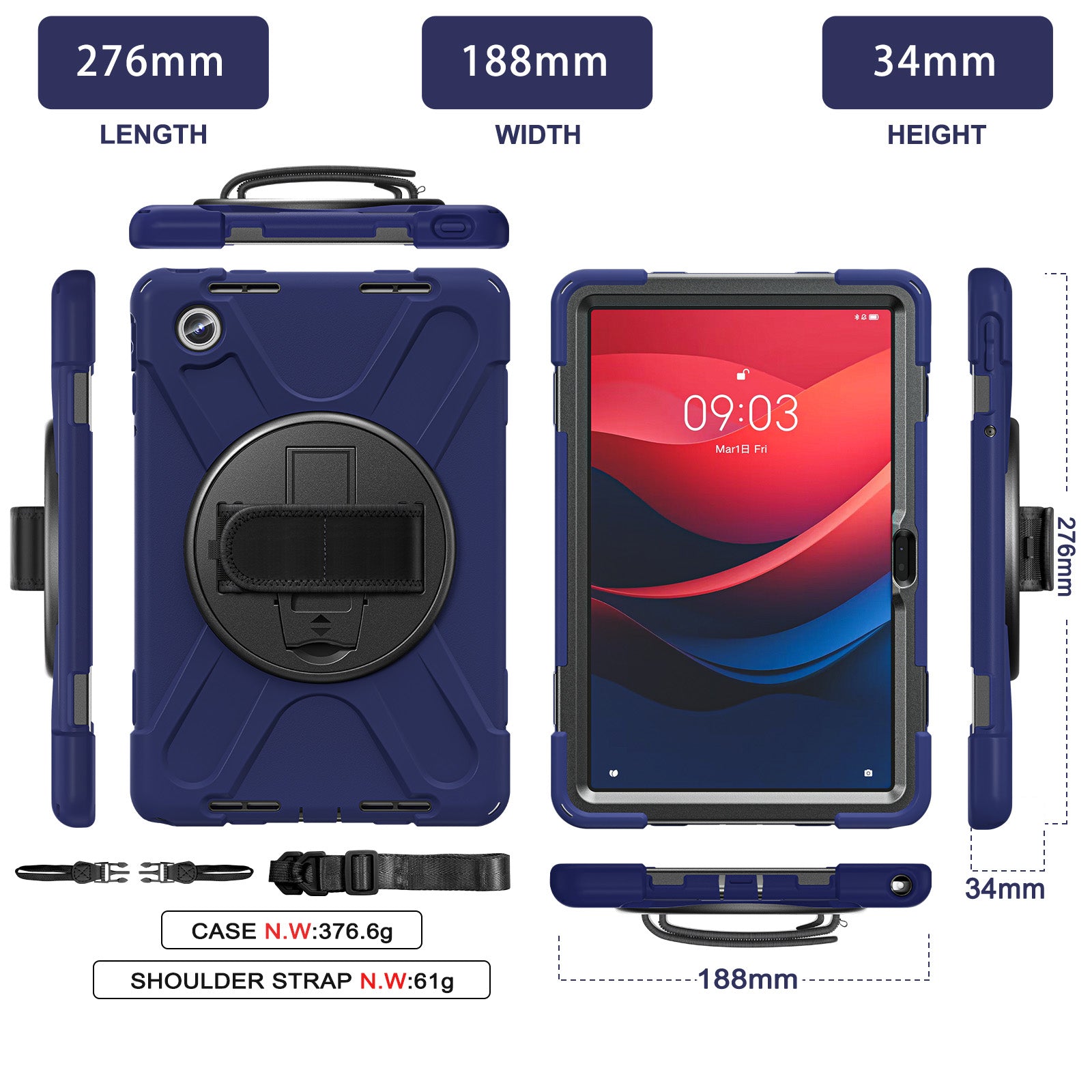 For Lenovo Tab M11 TB-330FU / 331FC / Xiaoxin Pad 11 2024 Case Hand Strap Protective PC+Silicone Tablet Cover