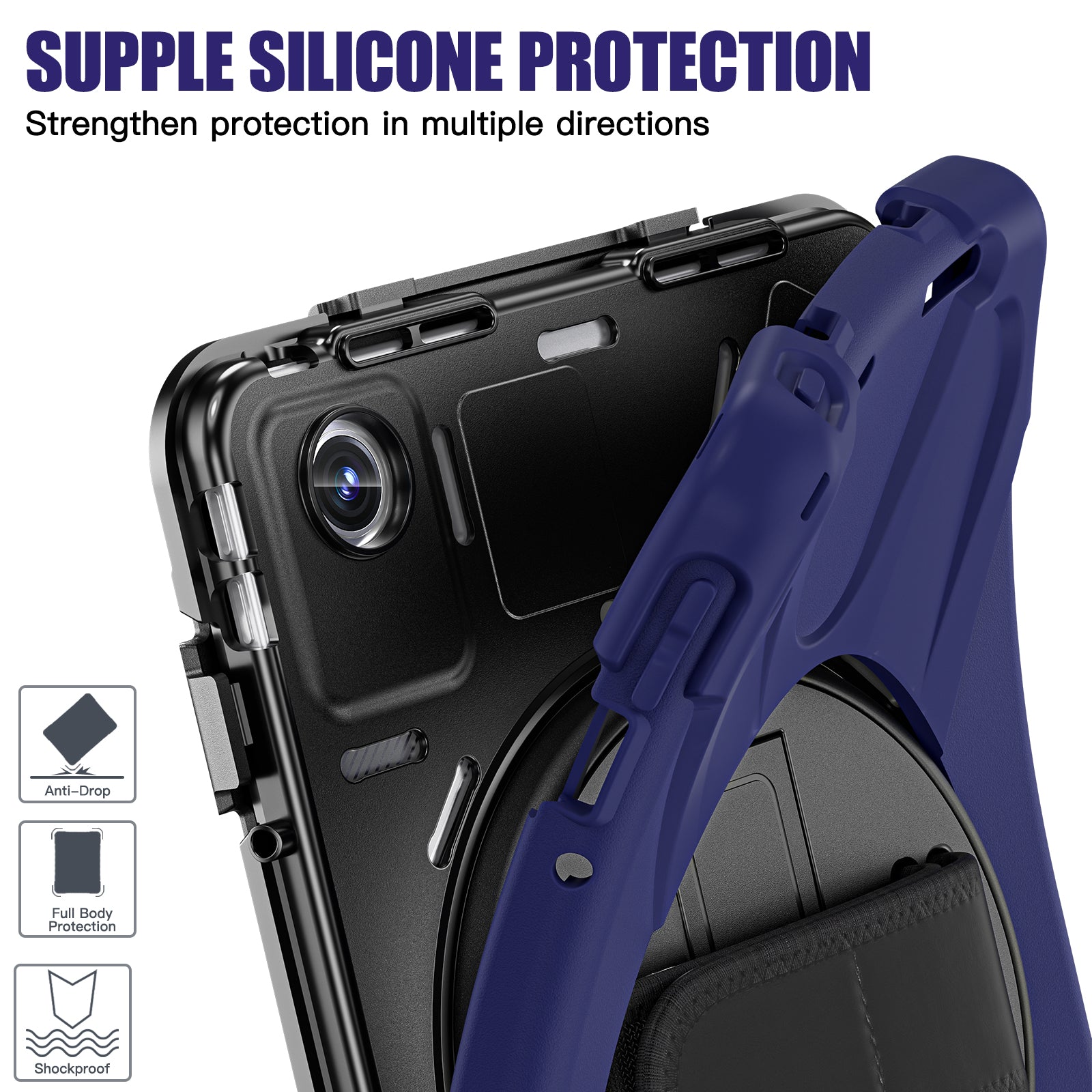 For Lenovo Tab M11 TB-330FU / 331FC / Xiaoxin Pad 11 2024 Case Hand Strap Protective PC+Silicone Tablet Cover