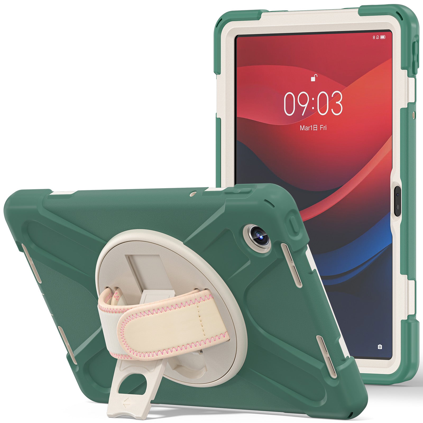 For Lenovo Tab M11 TB-330FU / 331FC / Xiaoxin Pad 11 2024 Case Hand Strap Protective PC+Silicone Tablet Cover