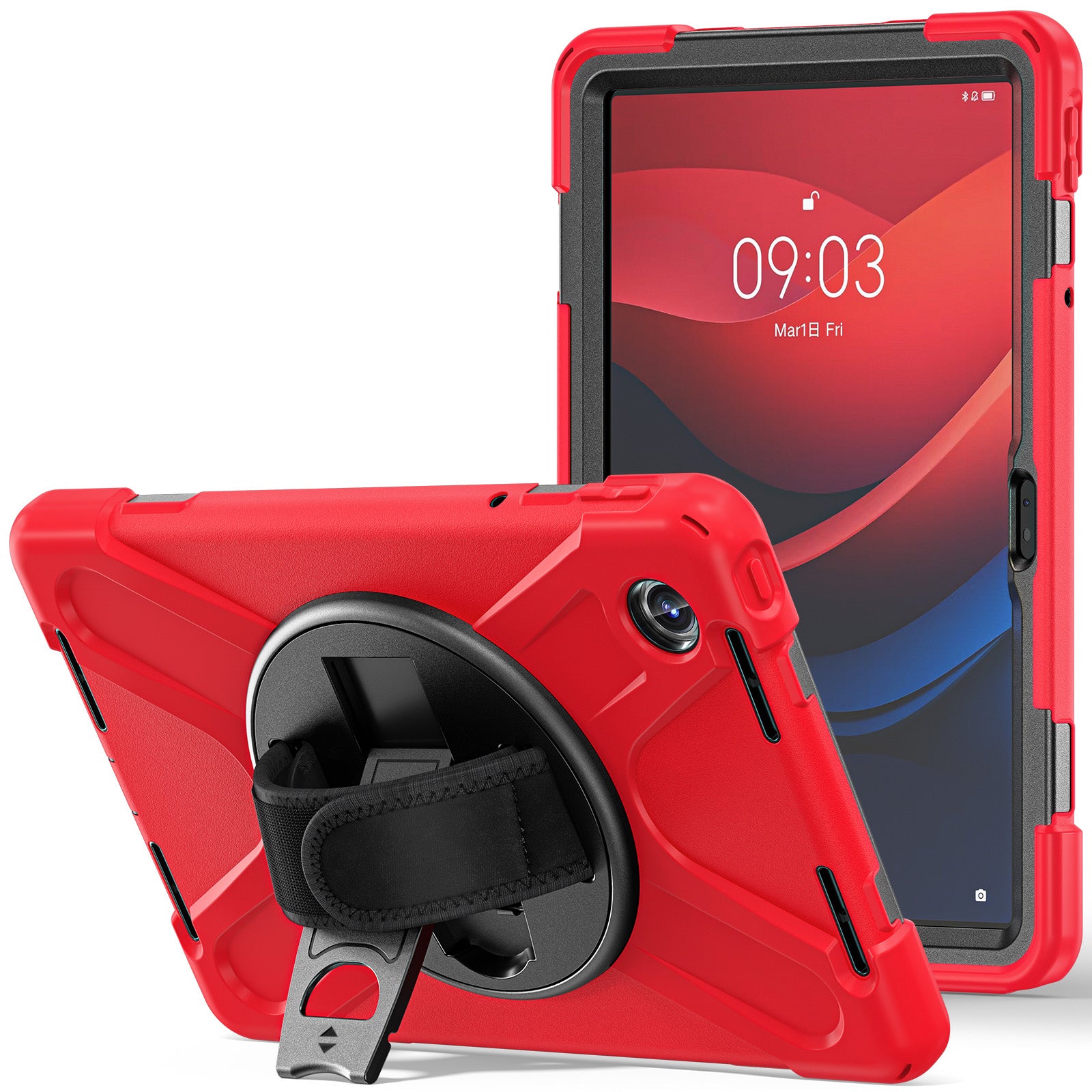For Lenovo Tab M11 TB-330FU / 331FC / Xiaoxin Pad 11 2024 Case Hand Strap Protective PC+Silicone Tablet Cover